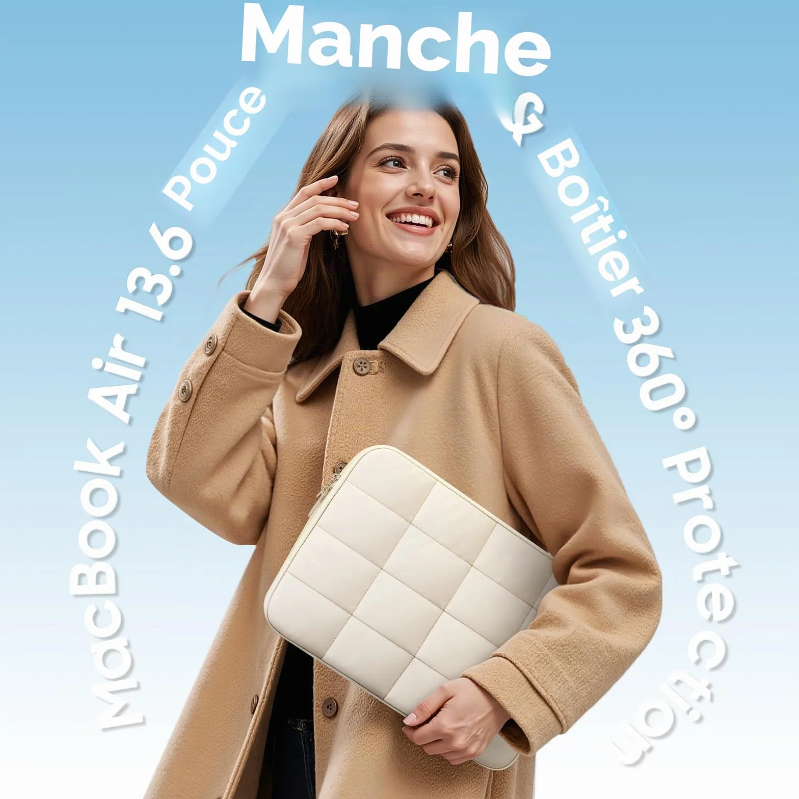 FINTIE Coque Housse MacBook Air 13.6 Pouces M5 M4 M3 M2 2026 2025 2024 2022 Beige