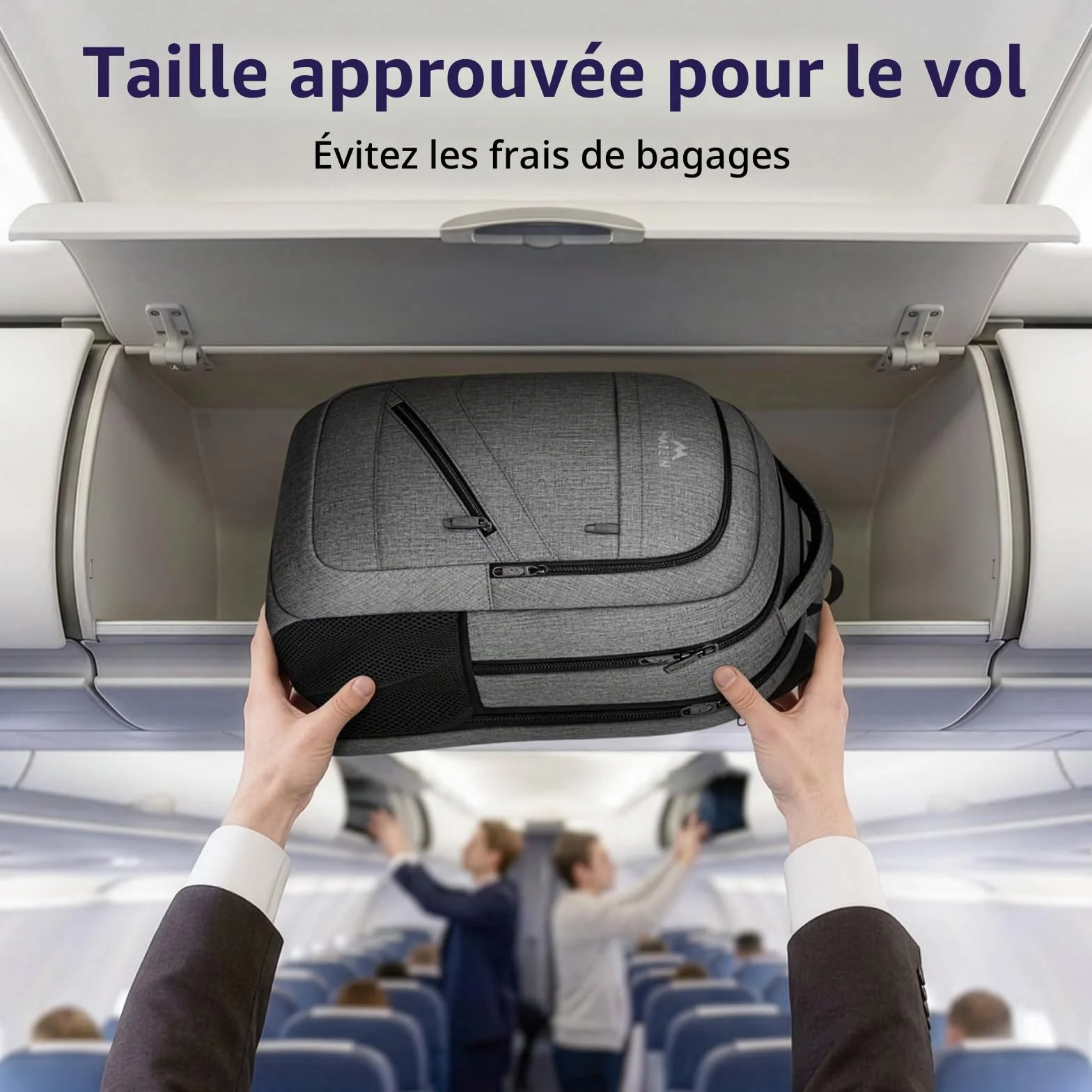 MATEIN Sac à Dos Ordinateur Portable 17 Pouces Imperméable Voyage Homme Femme Gris