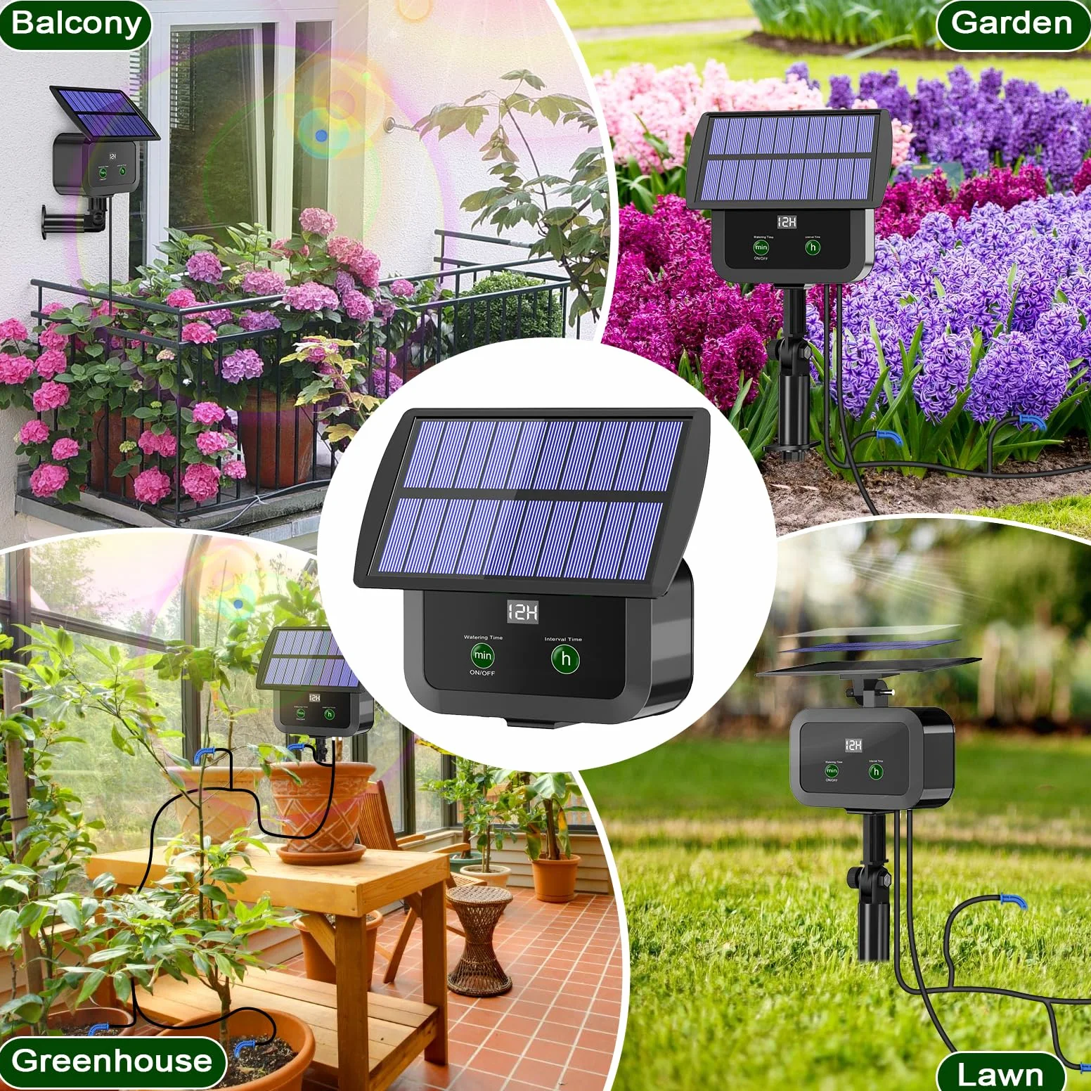 Kit de système d'irrigation goutte à goutte solaire, système d'arrosage automatique avec 30 modes de fonctionnement et 10 intervalles d'arrosage prend en charge 15 plantes en pot, kit d'irrigation