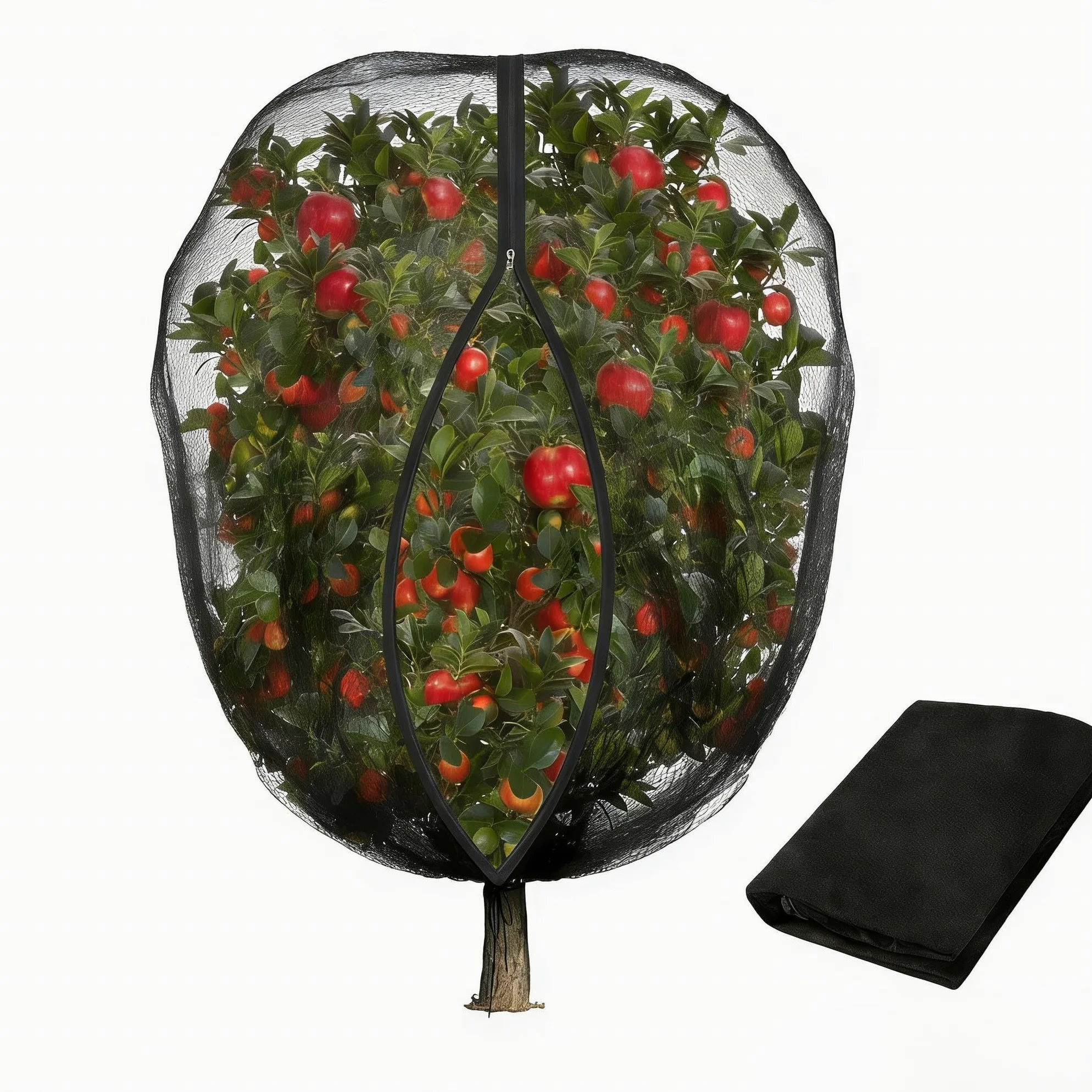 Filet à filament en polyester pour arbres fruitiers avec fermeture éclair et cordon de serrage pour un ajustement sûr et un échange d'air illimité de la lumière du soleil et de l'humidité (3 x 4 m)