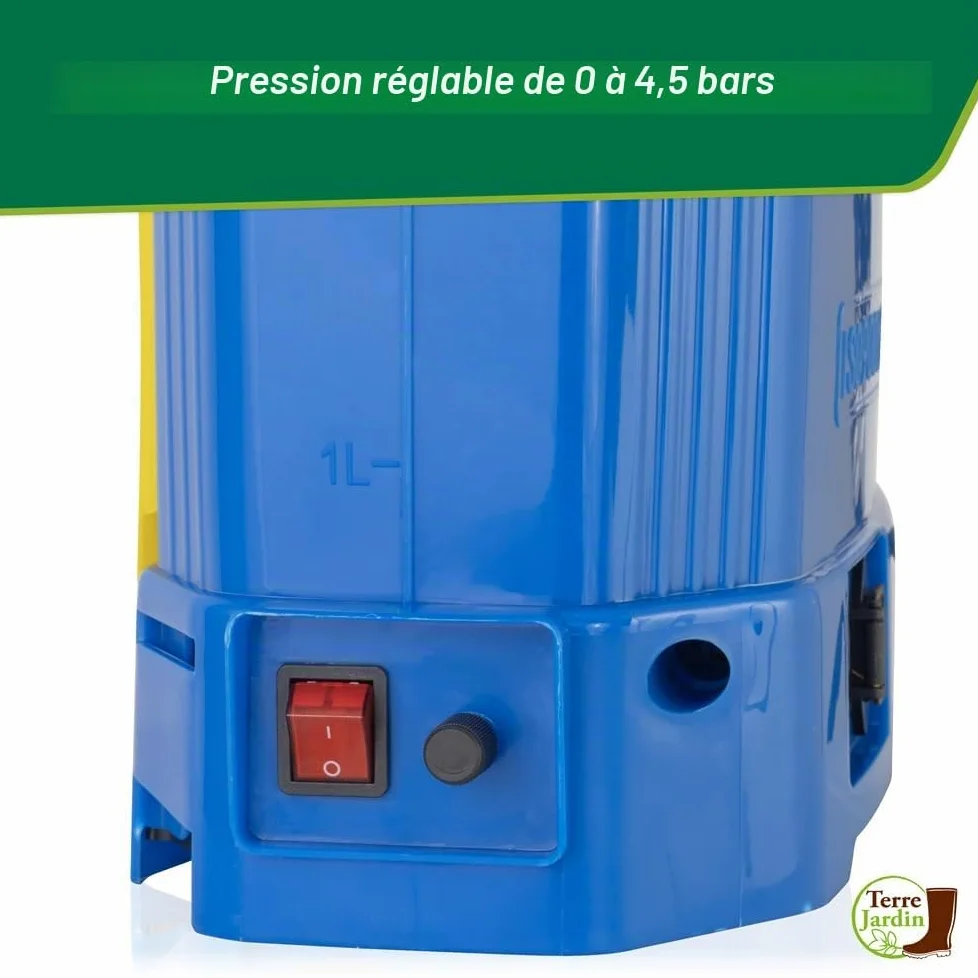 TERRE JARDIN Pulvérisateur Électrique Rechargeable 16L Reconditionné - Pulvérisateur de Jardin Dorsal à Batterie 12V avec Lance Télescopique et 4 Buses - Occasion très Bon état