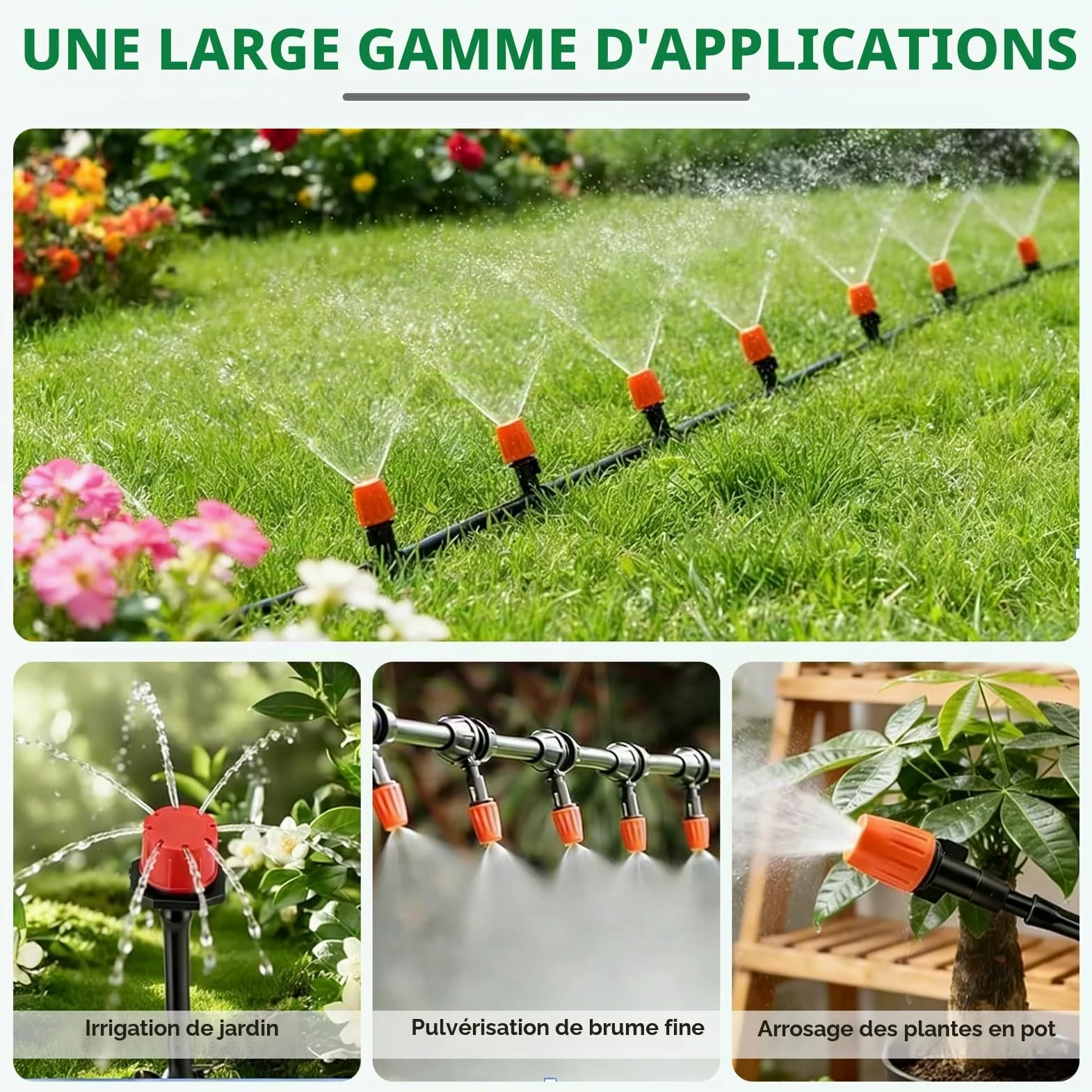 Système d'irrigation Jardin, 340Pcs Kit d'irrigation Goutte, 55m+15m Kit Arrosage Automatique, Kit d'irrigation Goutte à Goutte Système d'irrigation pour Jardin pour Jardin pelouse Serre Plantes