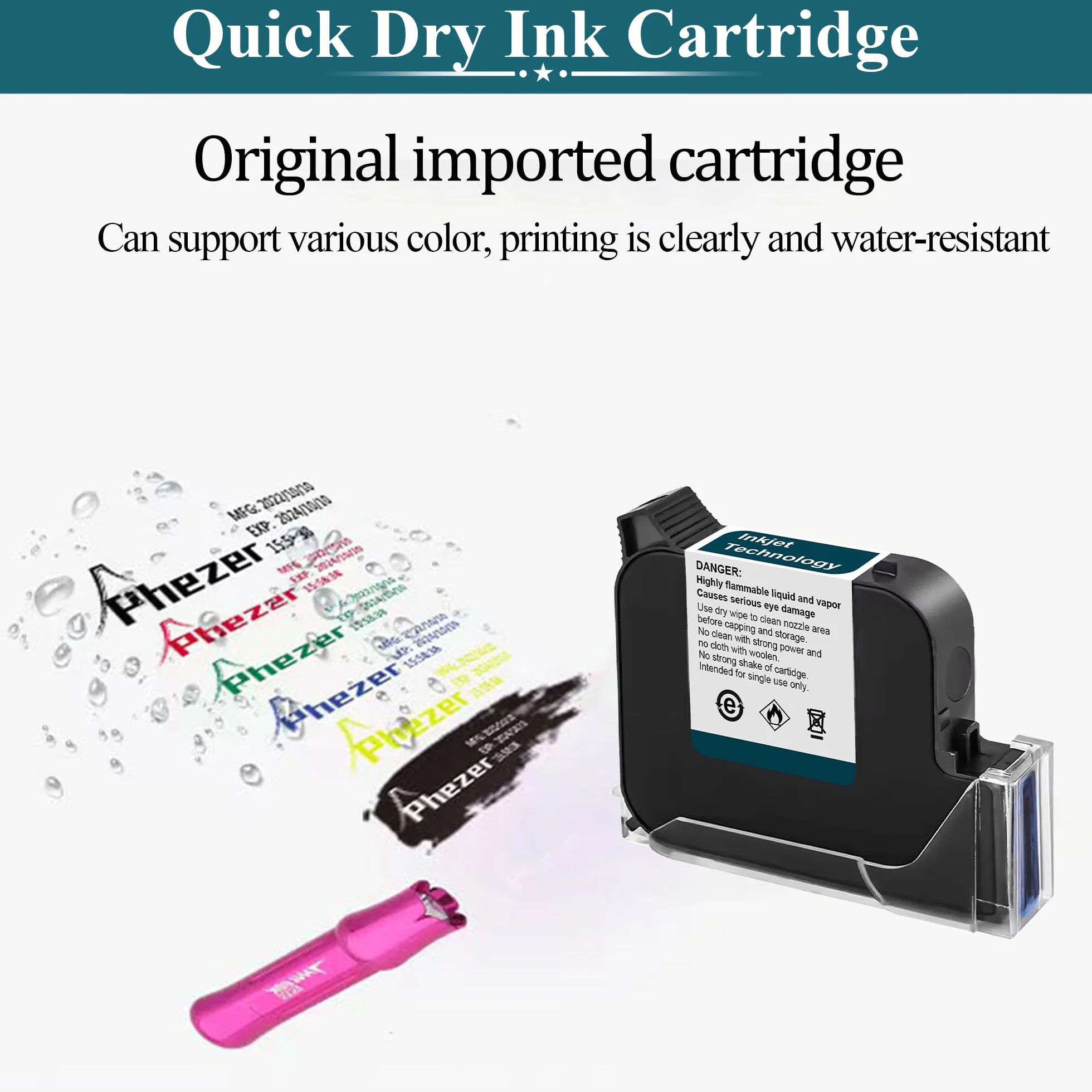 Mini imprimante à jet d'encre 25,4 mm / 1 pouce PC11-1 pour tous les matériaux avec cartouche d'encre