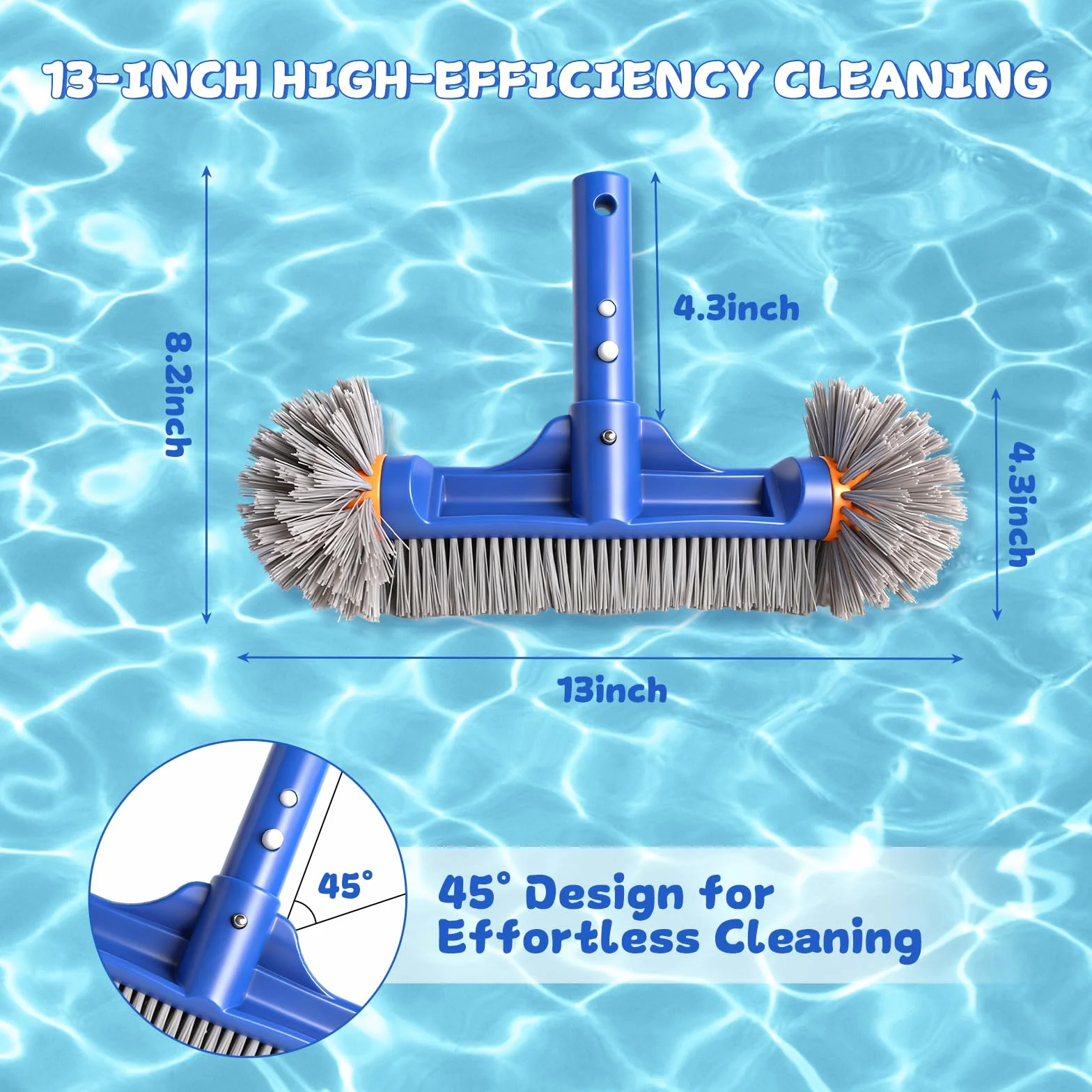Brosse de nettoyage ronde 13″ pour piscine en film plastique