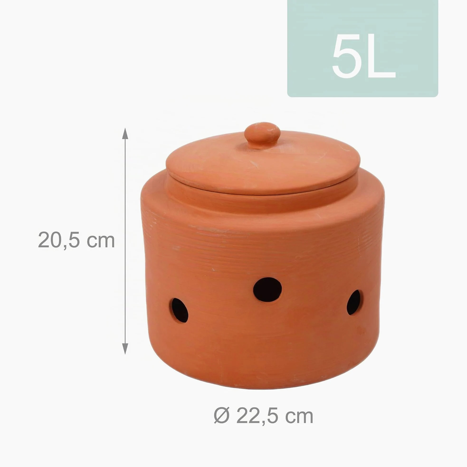 Vermicomposteur Relaxdays à enterrer, 5 L, bac à vers pour déchets de Cuisine, Couvercle, Jardin & Potager, Terre Cuite