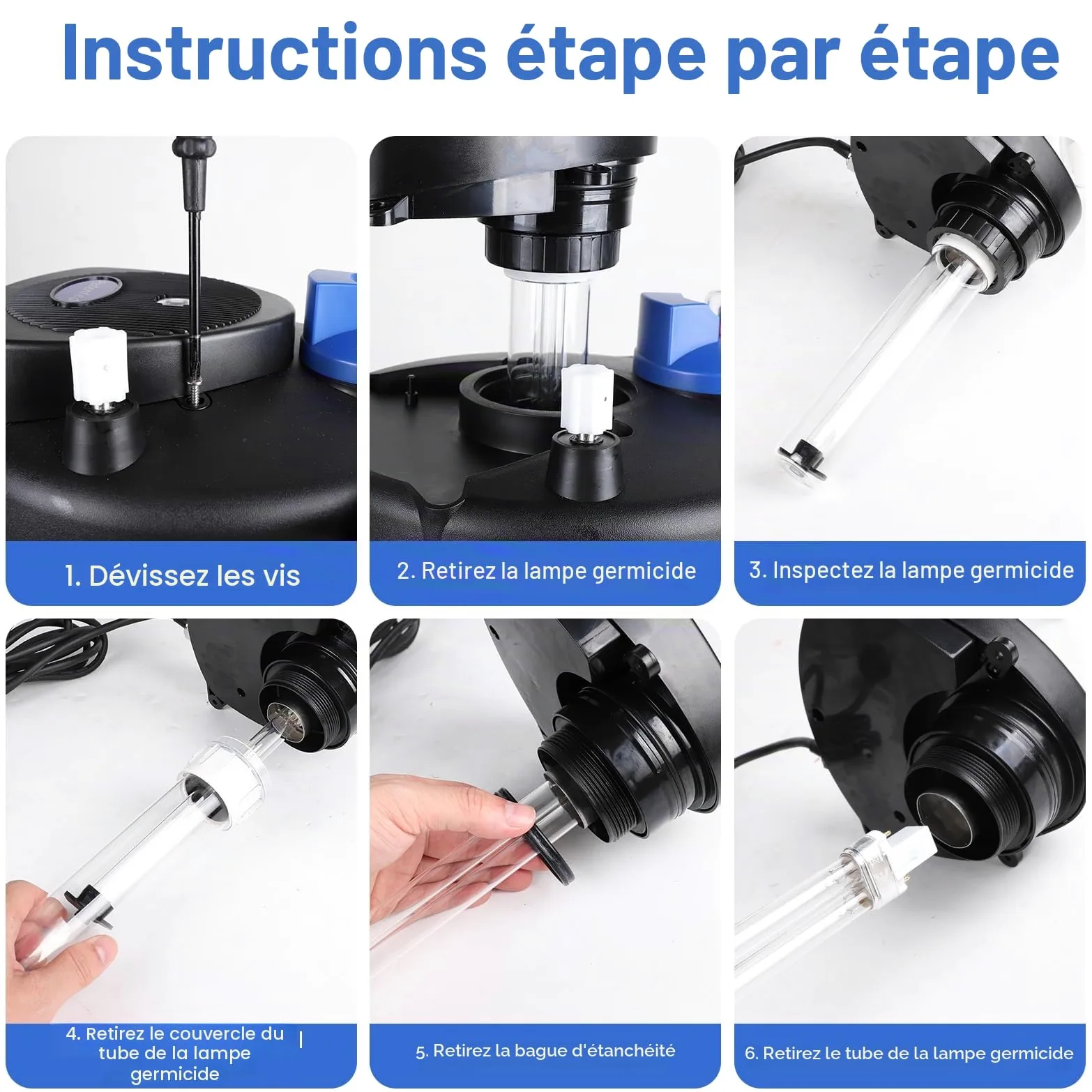 CPROSP CPF-2500 Filtre de Bassin à Pression 6000l/h Max avec Câble de 3,0 m | Avec Stérilisation UV 11 W/étang