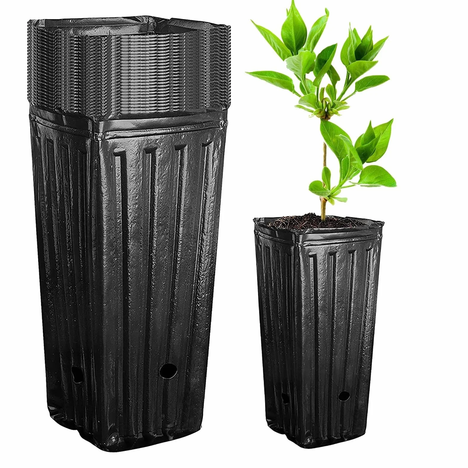 Pots profonds en plastique pour arbres avec drainage Lot de 20