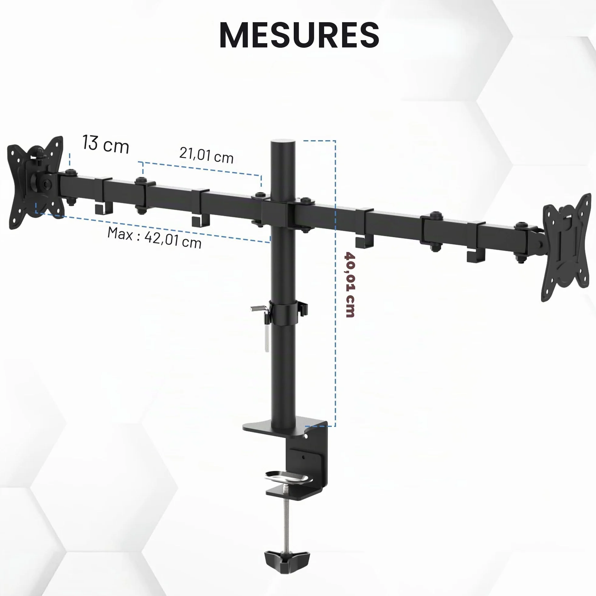 Bras Ecran PC VESA 75x100 360° Rotation ±90° Inclinable Hauteur Réglable 9KG Noir GRIFEMA GB2001-2
