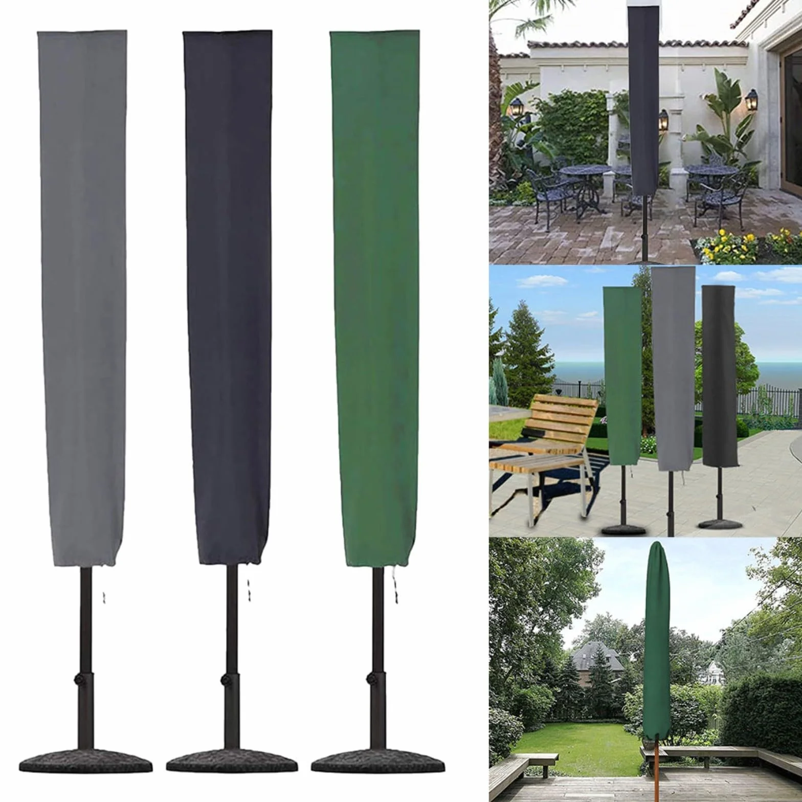 Housse de parasol Oxford 600D résistant au vent 153 x 30 cm noir