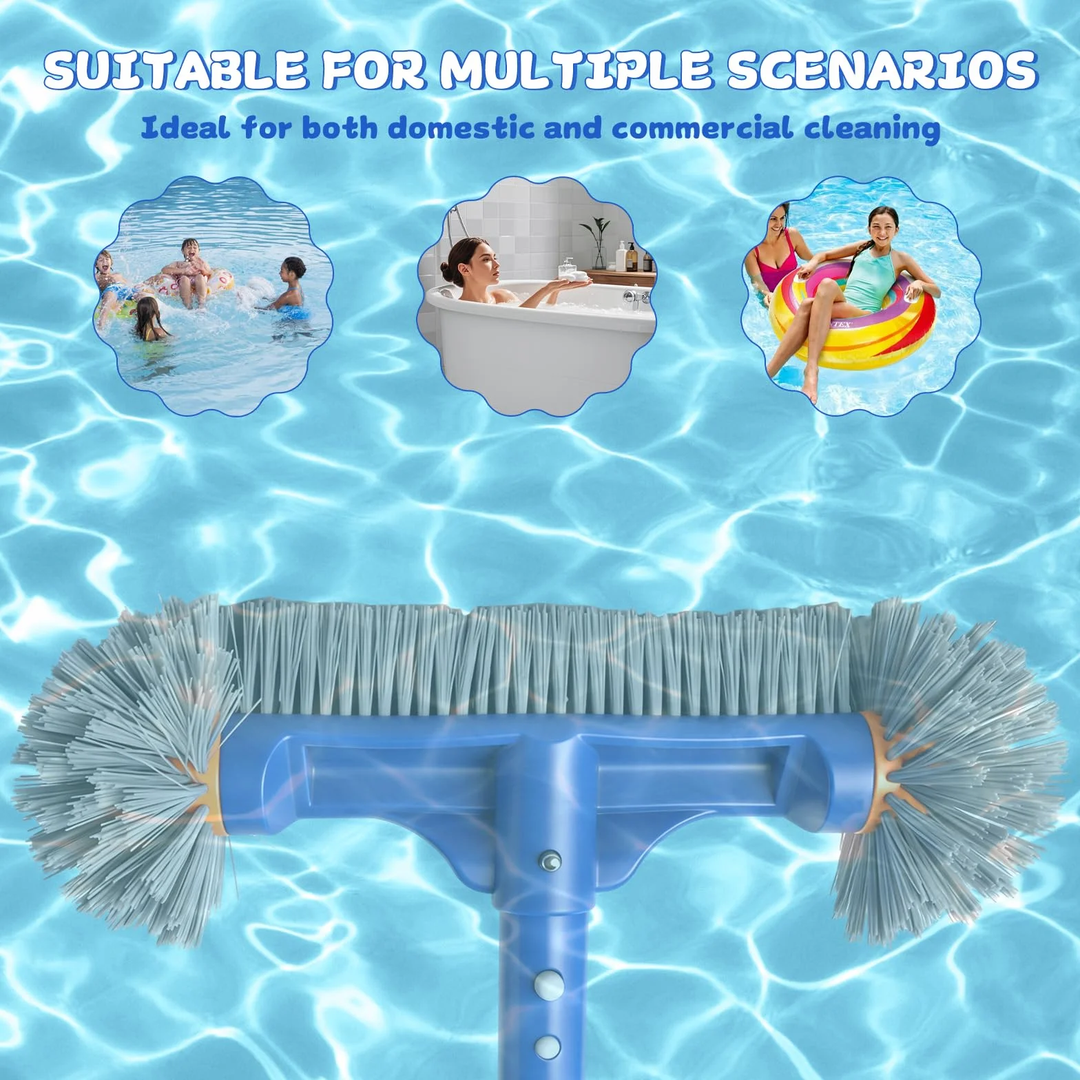 Brosse de nettoyage ronde 13″ pour piscine en film plastique