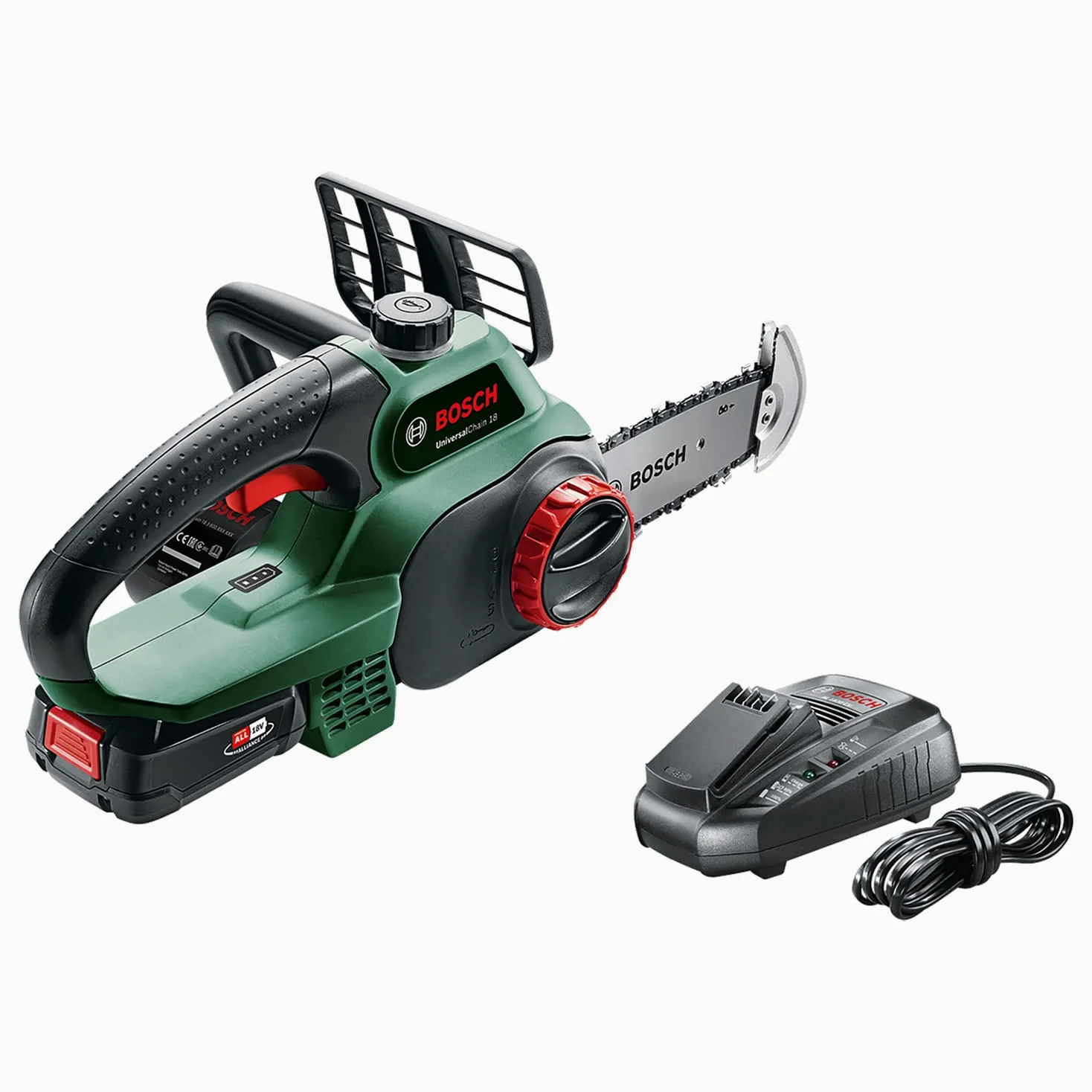 Bosch Tronçonneuse sans Fil - Universal Chain 18 (Livrée avec 1 Batterie 18v - 2,5ah, Huile 80 Ml, Système 18v, Longueur de Guide: 20cm) Vert & Bosch Home and Garden F016800489 Chaîne