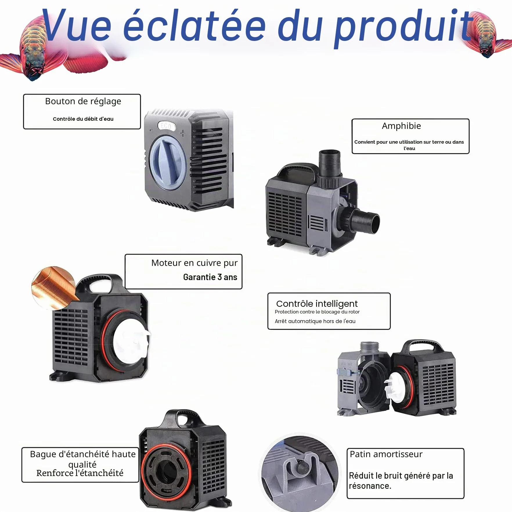 Pompe Eco Bassin Pompe à Eau 3600l/h 20W