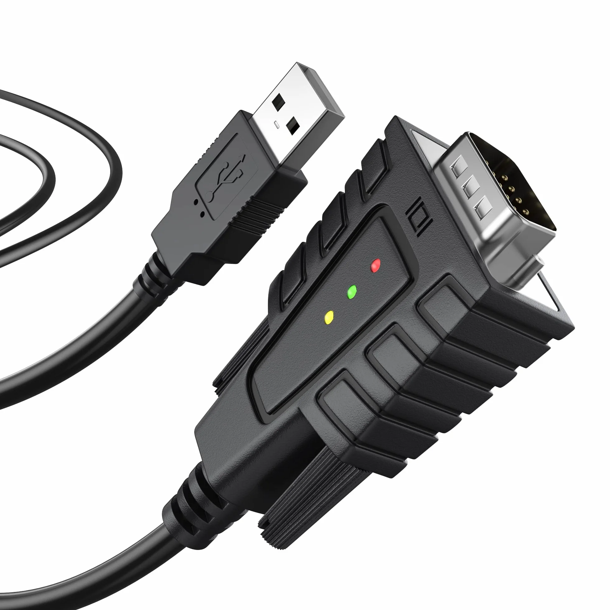 DriverGenius SerialEdgeX Adaptateur USB vers RS232 DB9 3 LEDs Surveillance Compatible Windows 11 macOS 15 Modèle USB232A-B-A