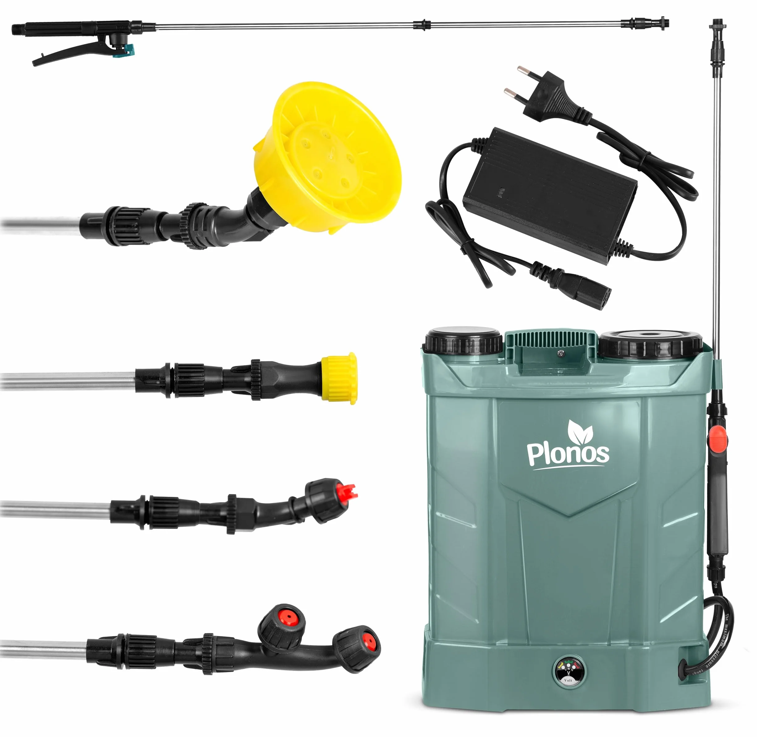 Pulvérisateur à Pression - Capacité : 16 l - Batterie : 8 Ah - 12 V - 4 Buses - Gris