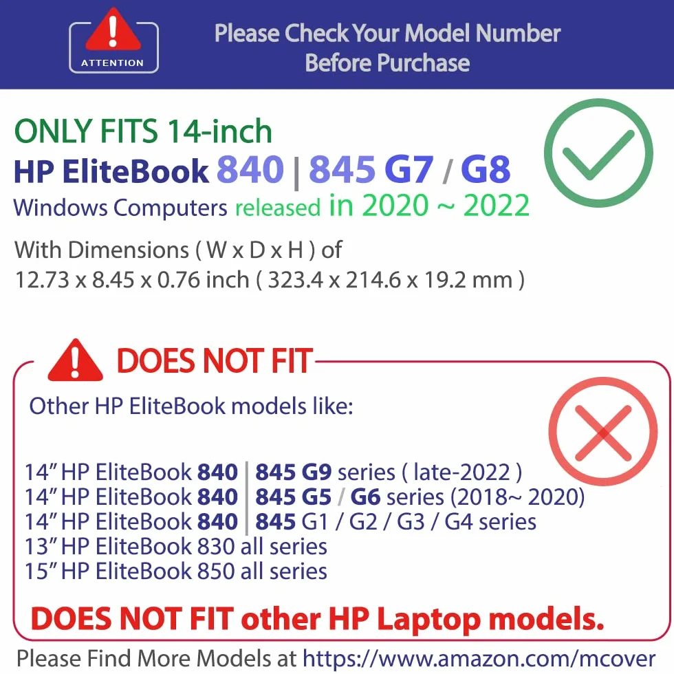 mCover Coque Compatible HP EliteBook 840 G7/G8 14" Noir
