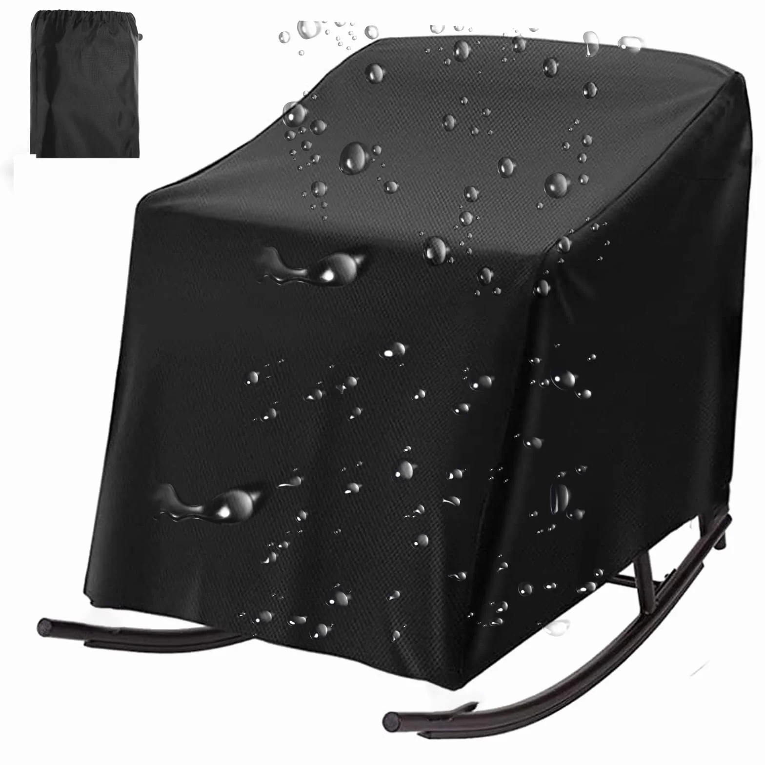 Houssede Protection Fauteuil à Bascule Imperméable 420D Oxford Jardin Chaise Berçante Extérieur Noir 70x97x99cm