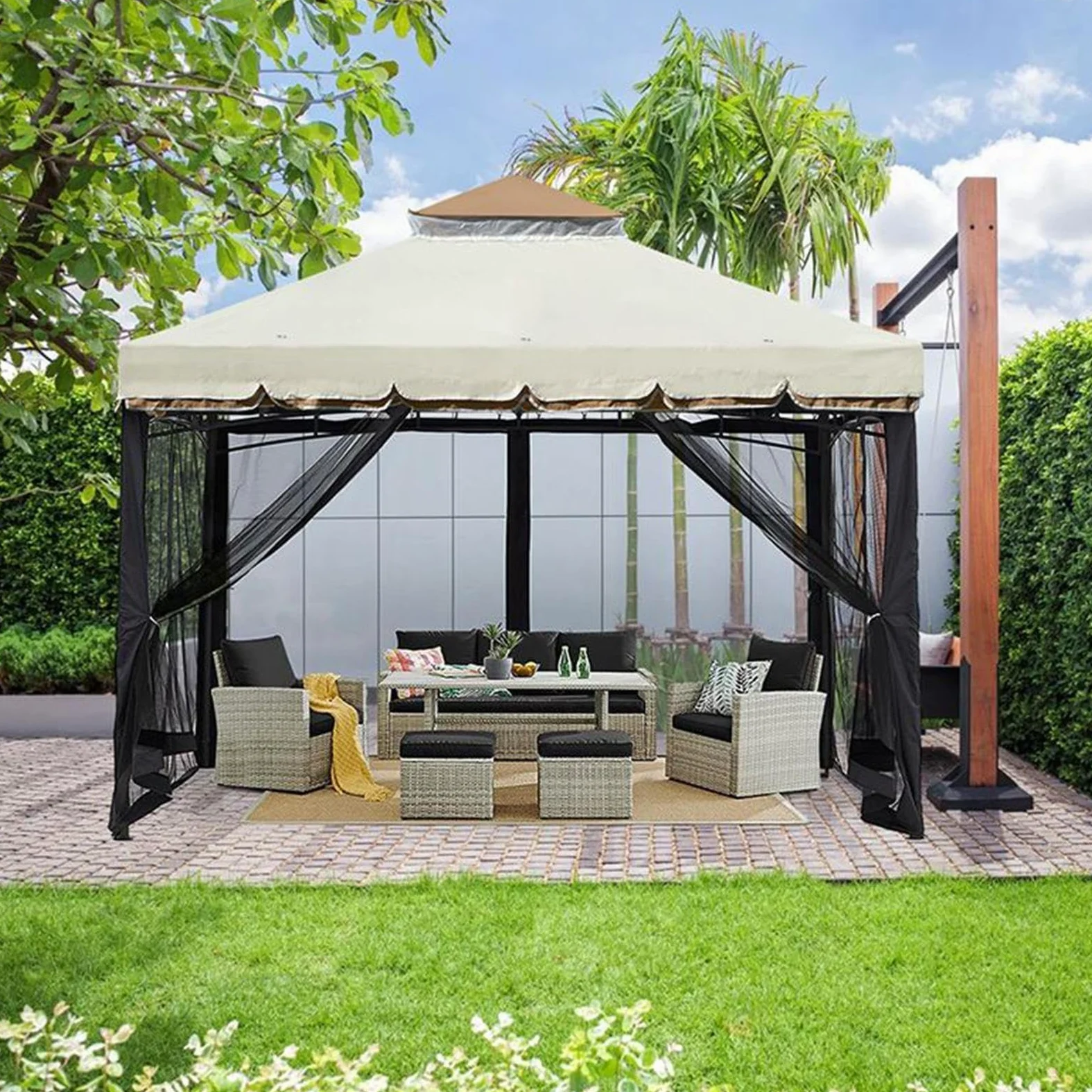 Filet De Canopée pour Patio Anti-Moucheron, Aération, Résistant UV, | pare-pour tonnelle Pour Extérieur, Jardin, Terrasse, Balcon, Camping, Tente, Pique-Nique, Camping-Car,