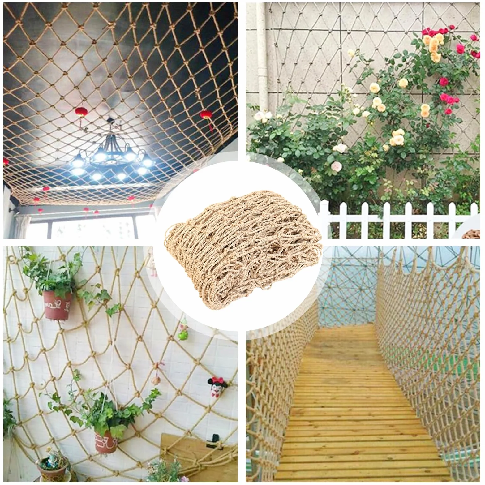 Filet de Support pour Plantes 2m x 5m en Toile de Jute Naturelle Biodégradable pour Pois, Haricots et Tomates