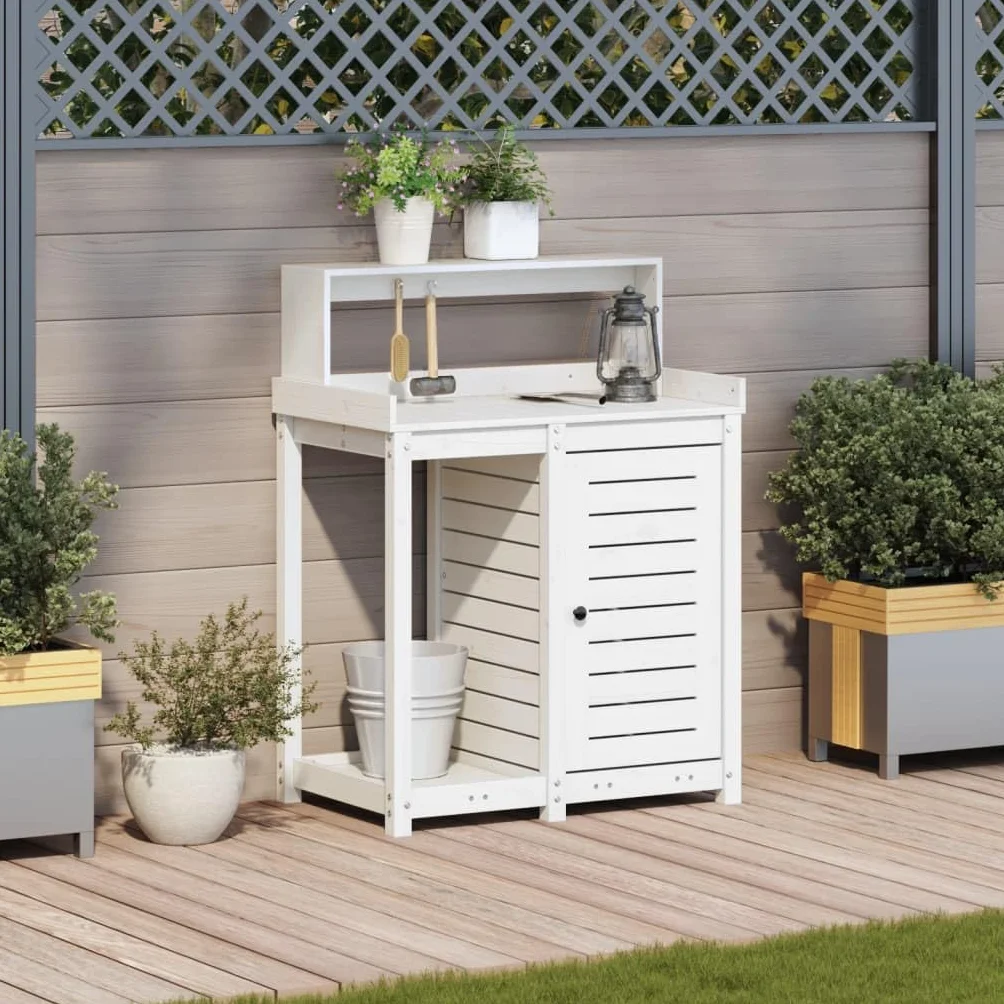 Table de rempotage avec étagères Bois Massif de pin Blanc