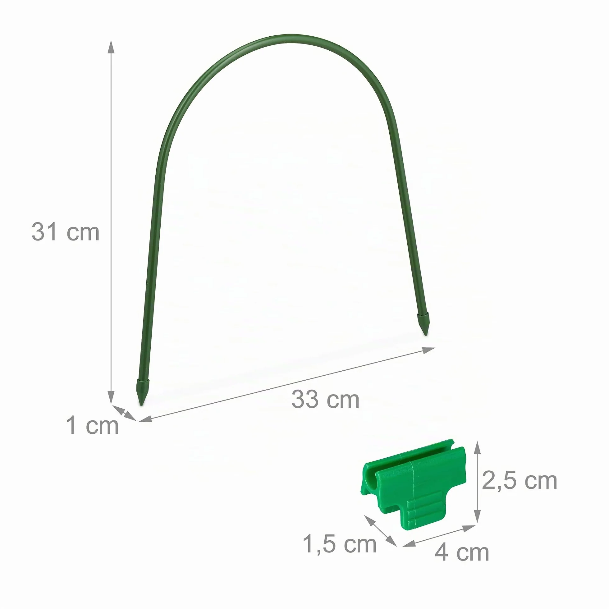 Relaxdays Arceau de Serre Tunnel 40 Pinces 31x33 cm Acier Vert