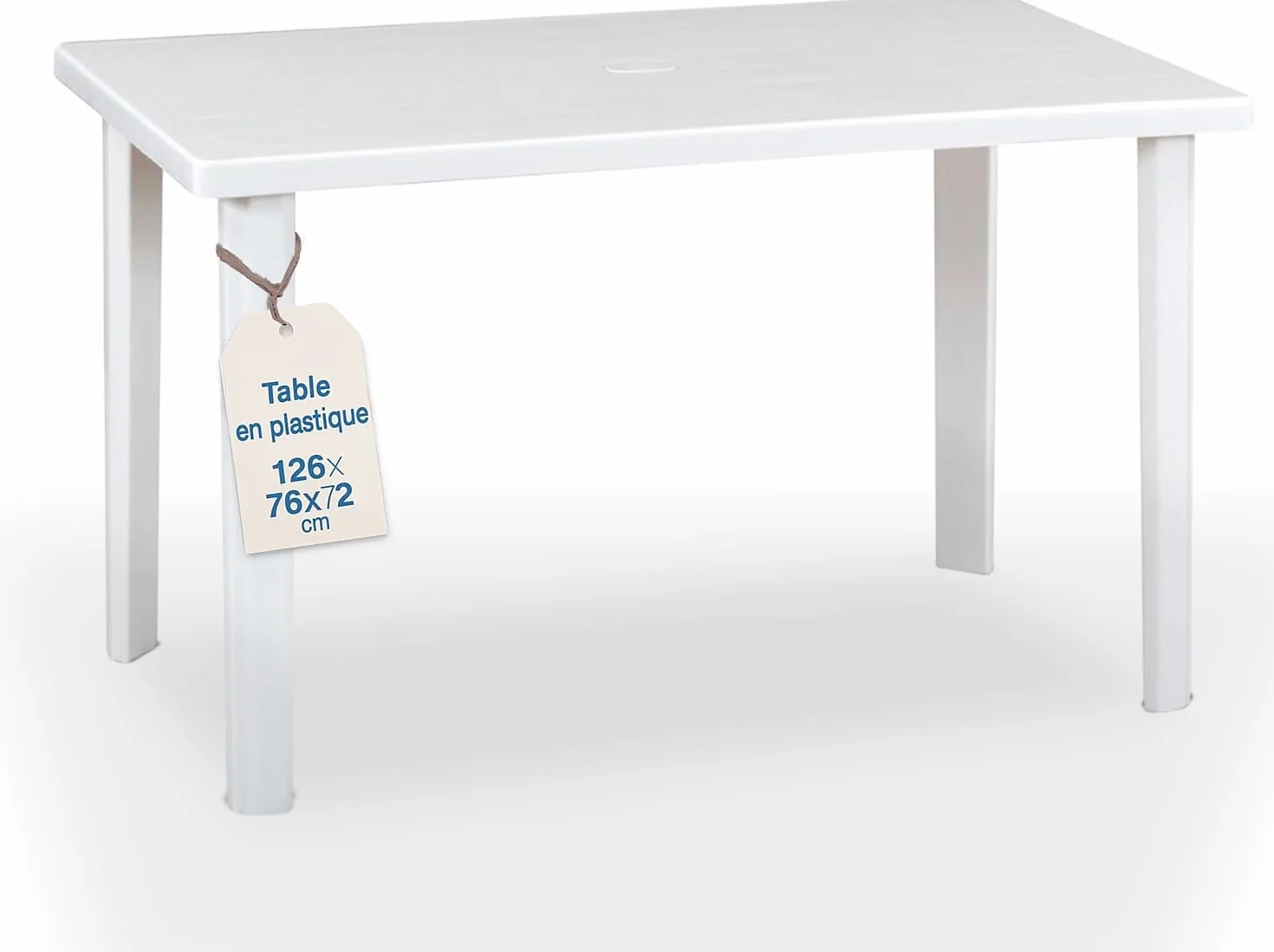 Tomaino Table de Jardin Exterieur avec Trou Parasol Plastique 126x76x72 cm