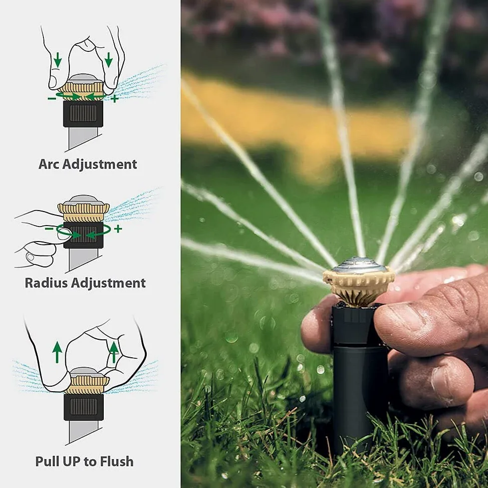 GNCGarden Buses rotatives RainBird R-VAN18 - Arc fixe à 360° - Portée 4 à 5,5 m - Buses pour diffuseurs/arroseur Rain Bird - Doré - Plastique - Rotatif