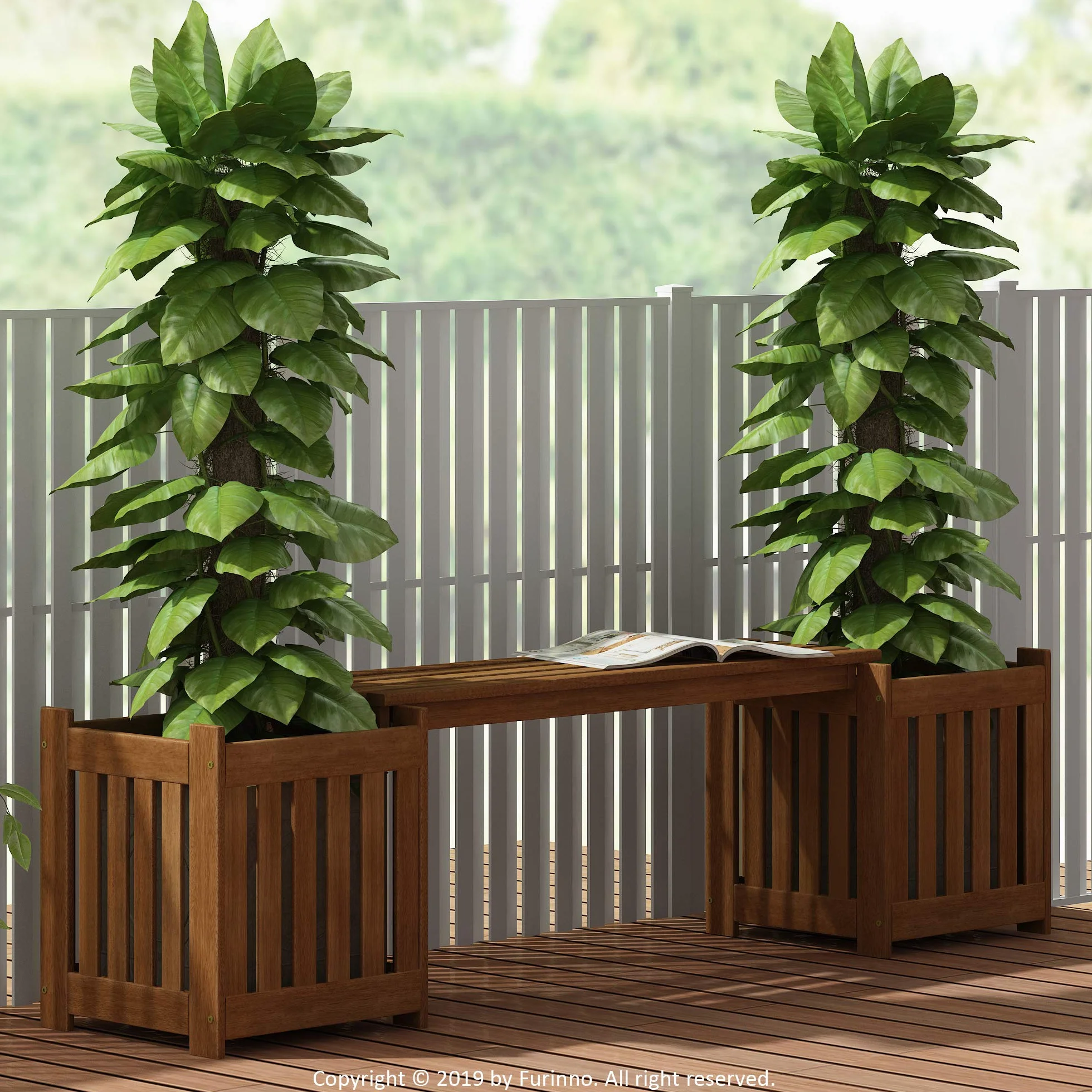 Furinno Tioman Jardinière d'Extérieur en Bois Dur Naturel
