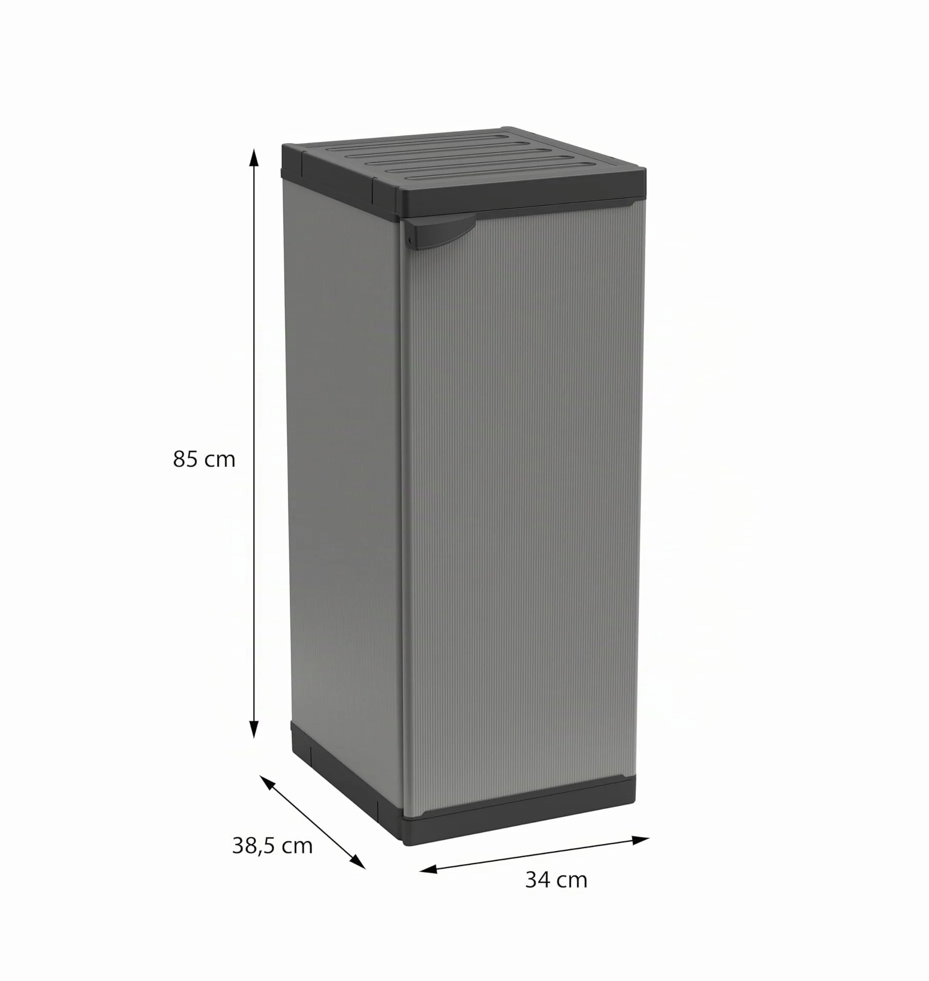 Adventa Armoire résine PVC PP 1 porte 1 étagère 34x40x85 cm Gris Noir 4 unités