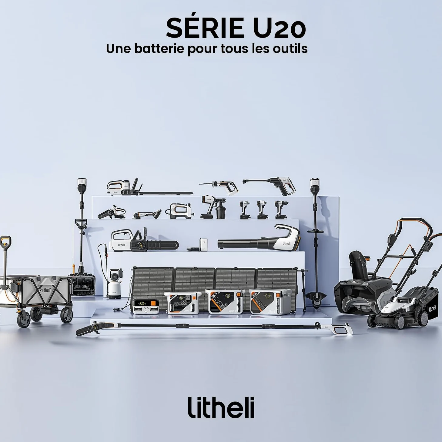 Litheli Tondeuse à Gazon sans Fil 43cm Coupe - Moteur Brushless, 2X 20V Batteries 4.0Ah, Hauteur Réglable 25-75mm, Bac 40L, pour Pelouses jusqu'à 500m² (Jardin & Petits Espaces)