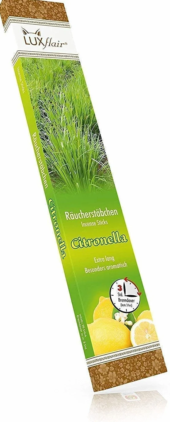 Luxflair XXL Bâtonnets d'encens géants Citronnelle Set de 3 20 pièces pour Jardin BBQ Camping