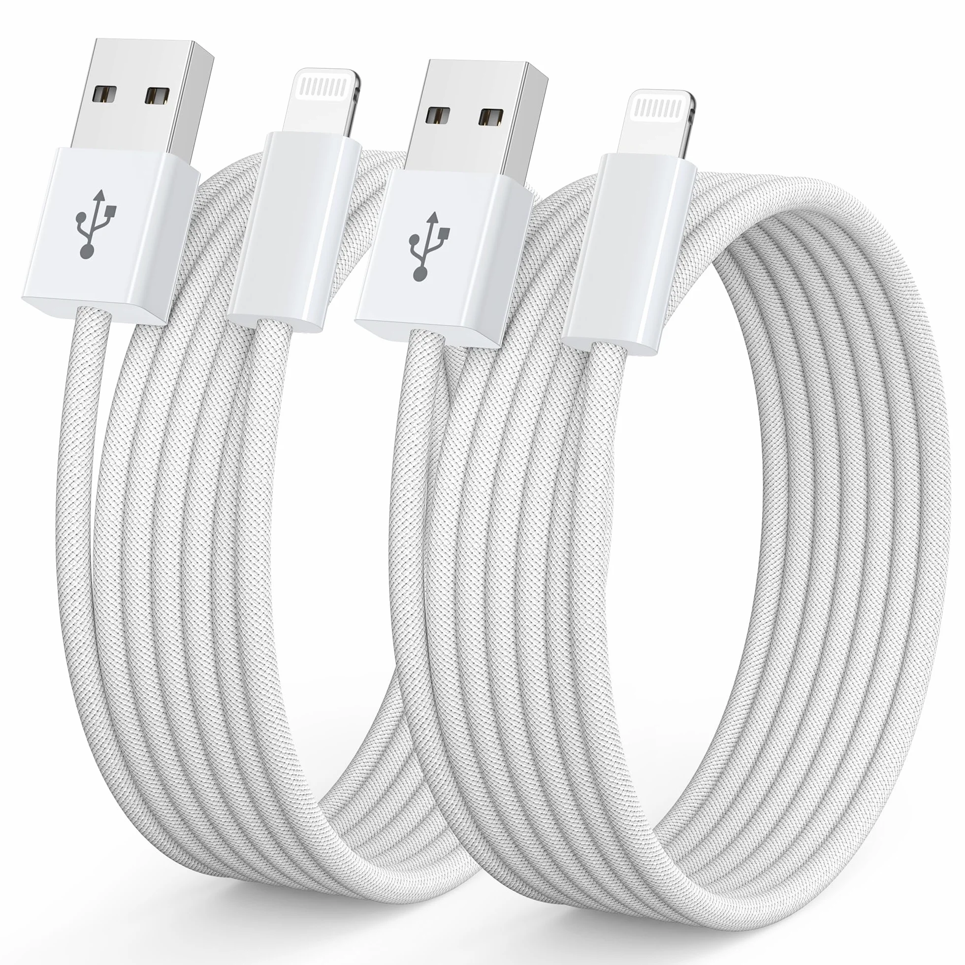 Câble iPhone Chargeur Lightning MFi Nylon Tressé Ultra Résistant Charge Rapide 1M+1M pour iPhone 14 13 12 11 Pro Max