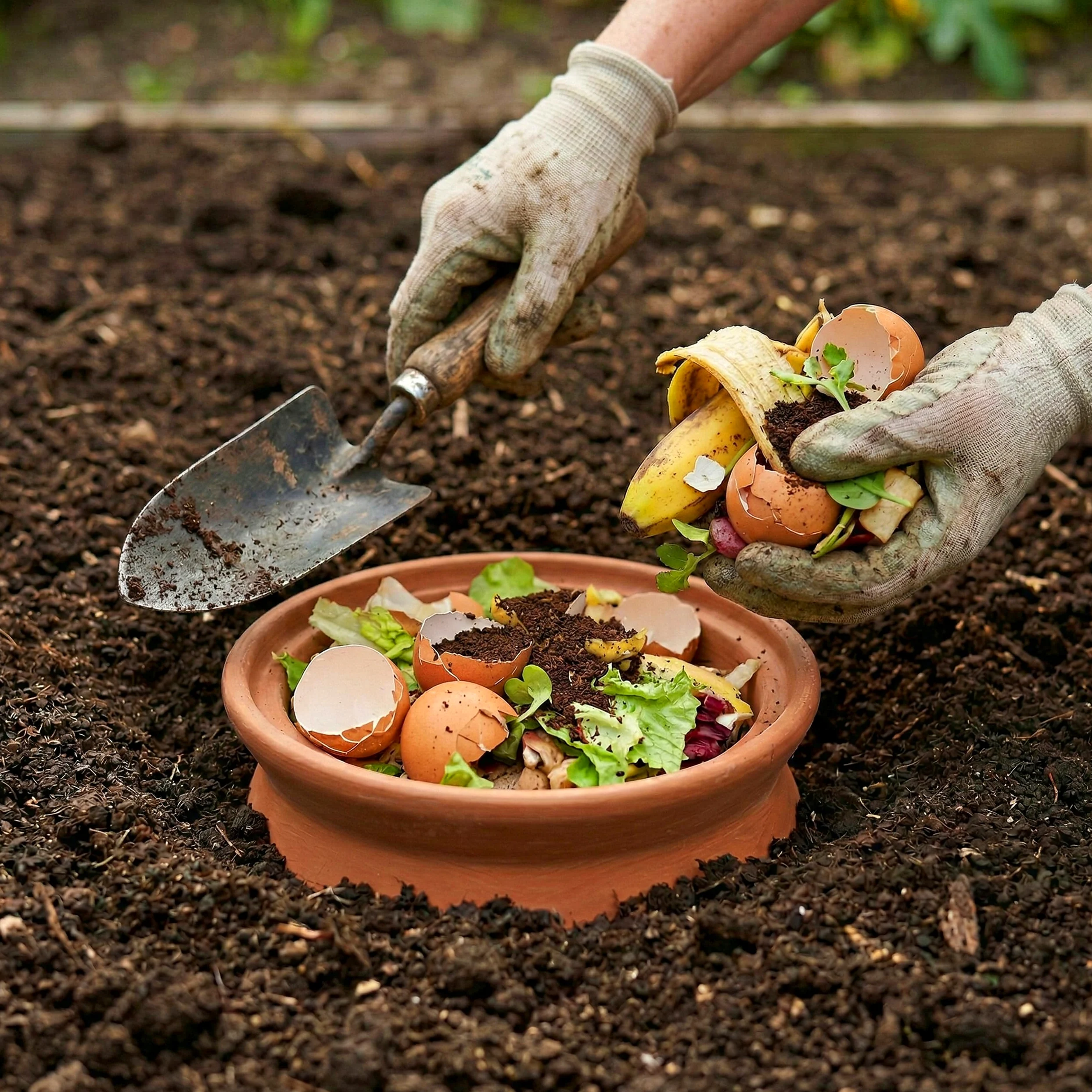 Relaxdays Composteur à vers à enterrer, 5 L, HxØ 26 x 22 cm, Couvercle, Terre Cuite, Jardin & Potager