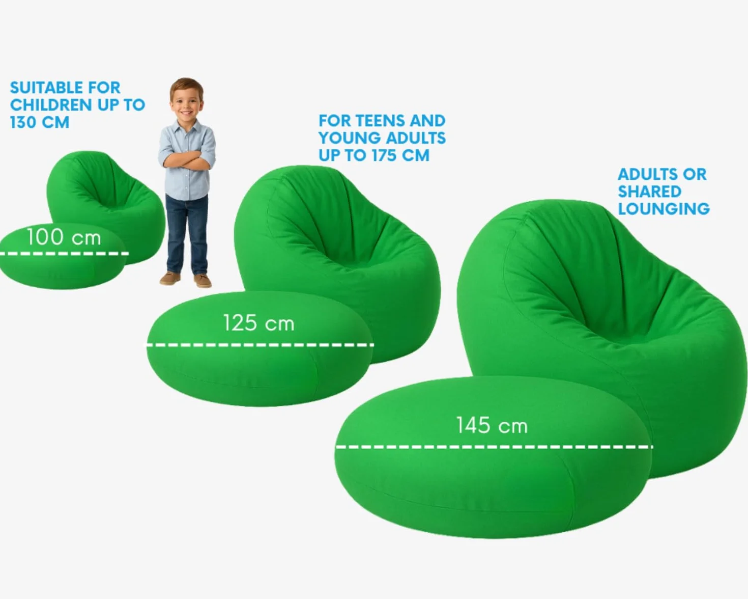 Chilly Pilley Fauteuil Pouf Coussin De Sol avec Remplissage EPS Pouf Géant Intérieur Extérieur Imperméable Multifonctionnel Bleu Foncé Ø 125 cm