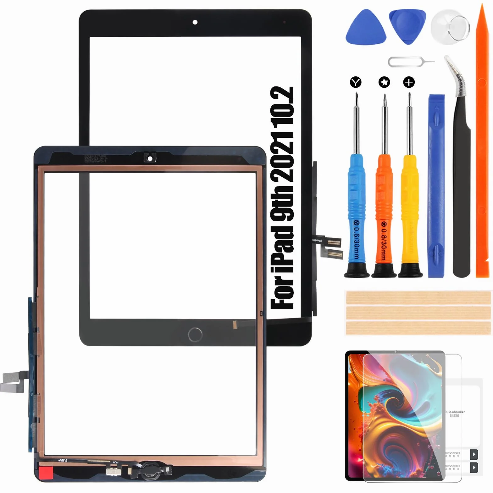 Écran Tactile pour iPad 9th 2021 10.2" A2603 A2604 Noir avec Home Button