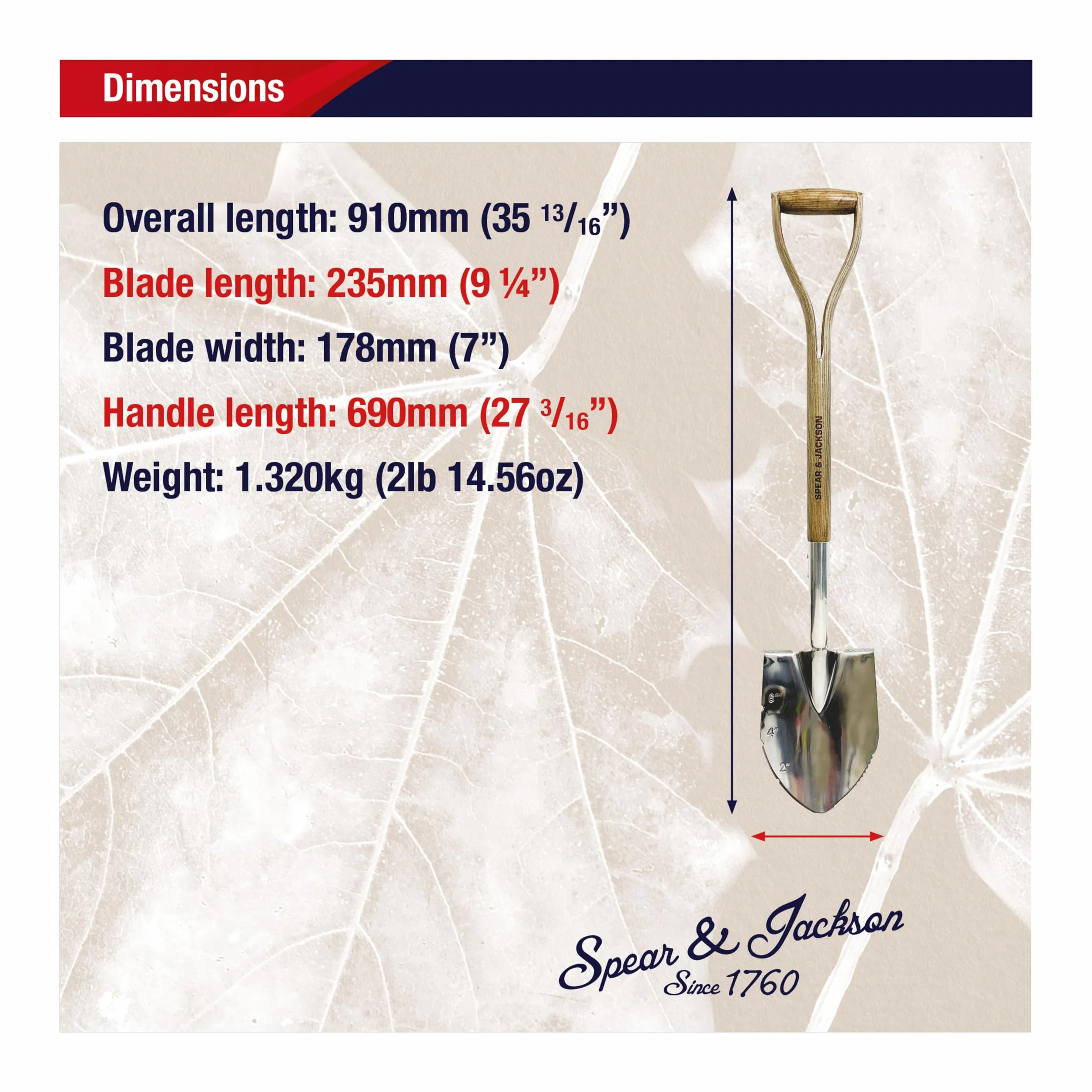 Spear & Jackson 4650PS Bêche de plantation traditionnelle en acier inoxydable
