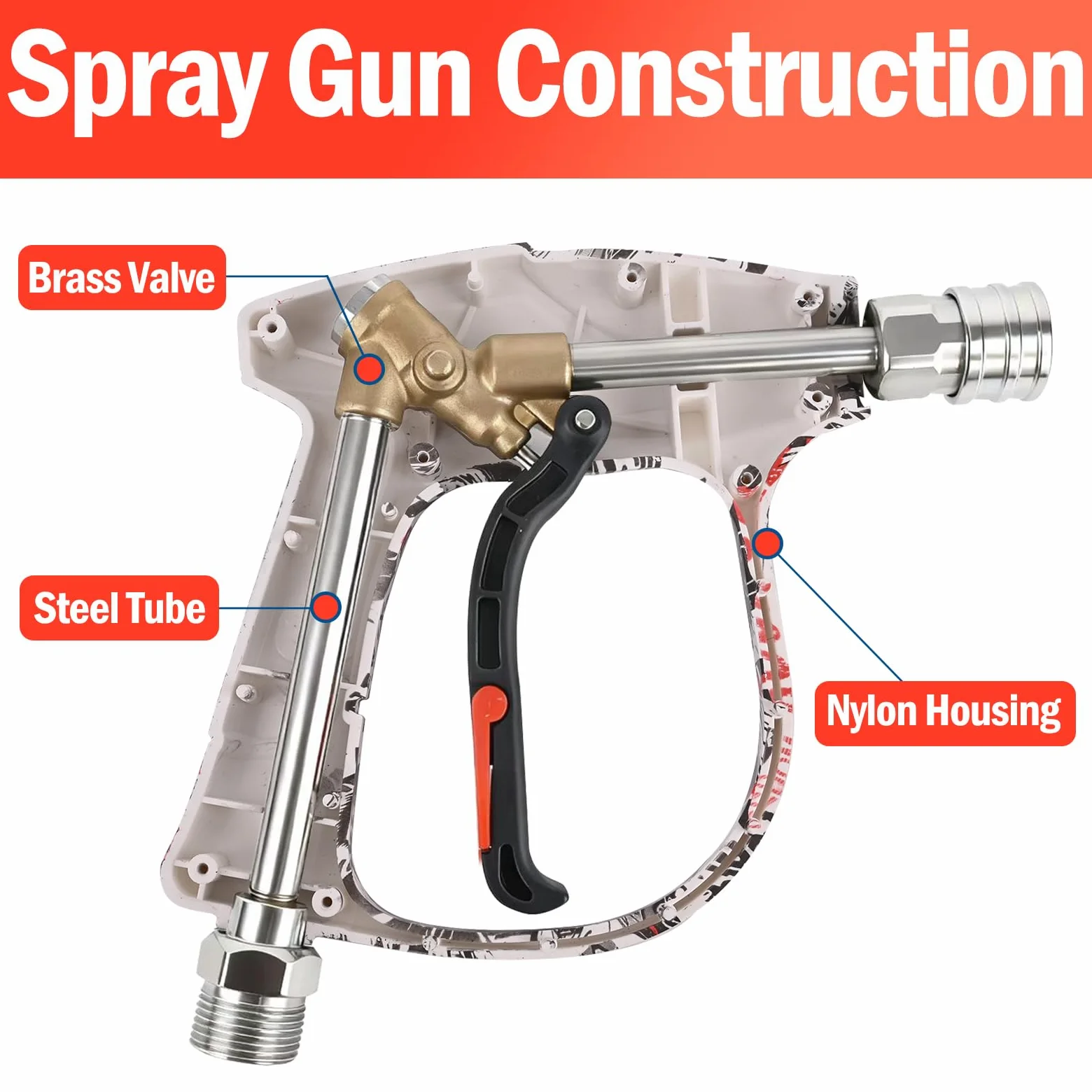 BEAR FORCE Pistolet pulvérisateur pour nettoyeur haute pression M22-ID14 mm et connecteur rapide de 6,35 mm, ensemble de lance à mousse pour lavor, Vax, pour nettoyeur haute pression Elitech, lavage