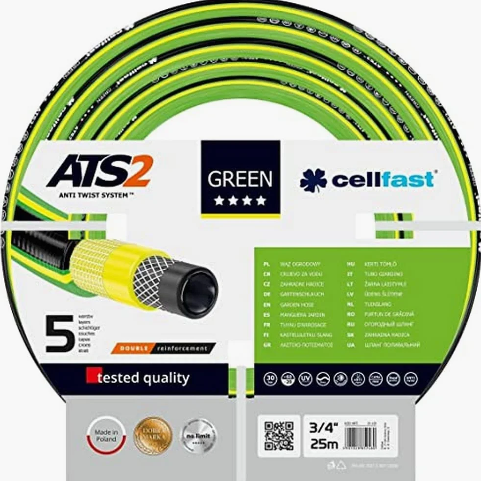 CELLFAST Tuyau Arrosage 5 Couches Flexible Fil De Qualité Supérieure Résistant Aux UV 3 4 Pouces 25 Mètres Green