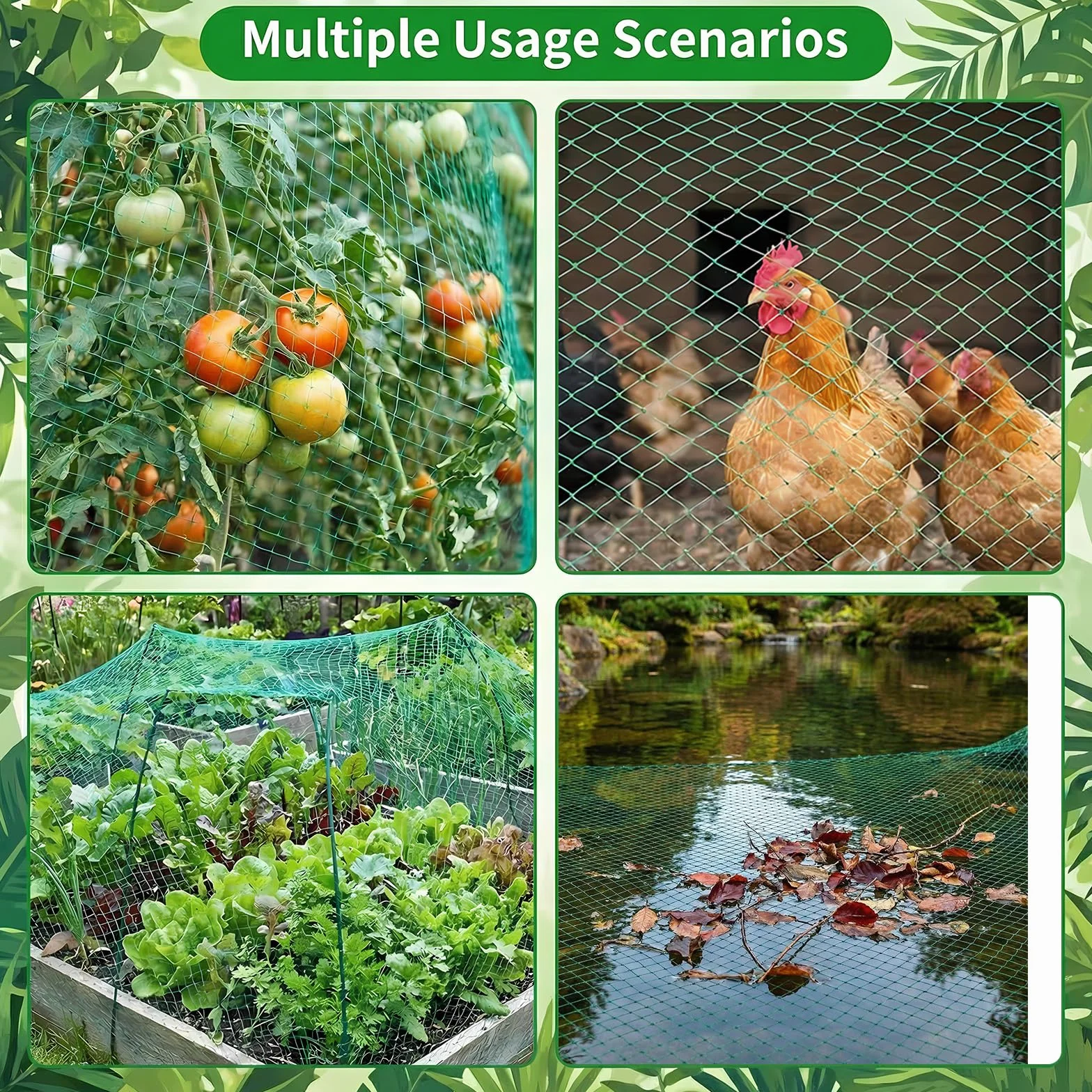 Filet Anti Oiseaux Vert 4 x 6 M Filet de Protection pour Plantes Potagers Arbres Fruitiers