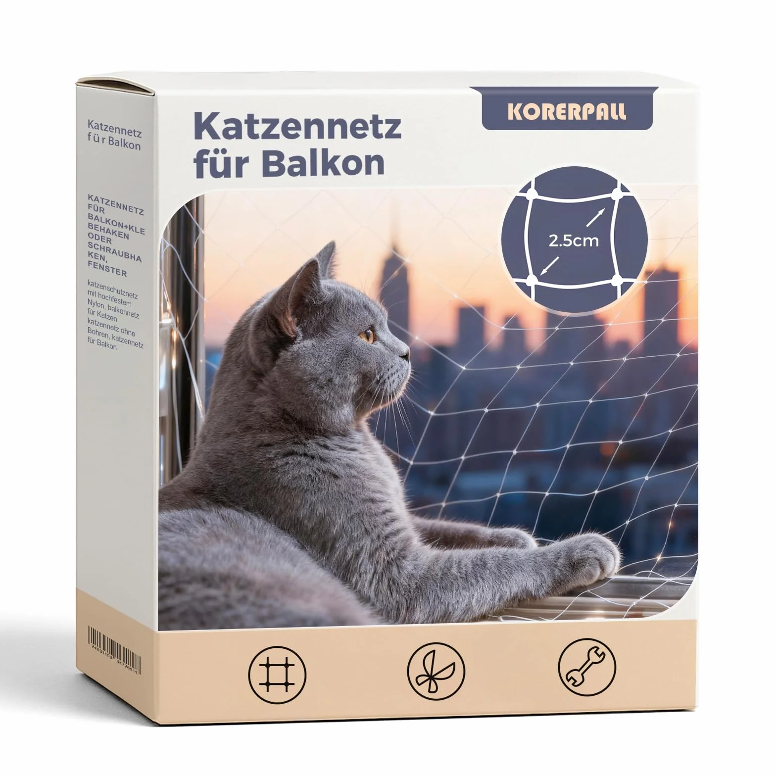 Filet de Protection Chat Balcon Nylon Forte Résilience Anti Oiseaux Jardin 5x5m Transparent