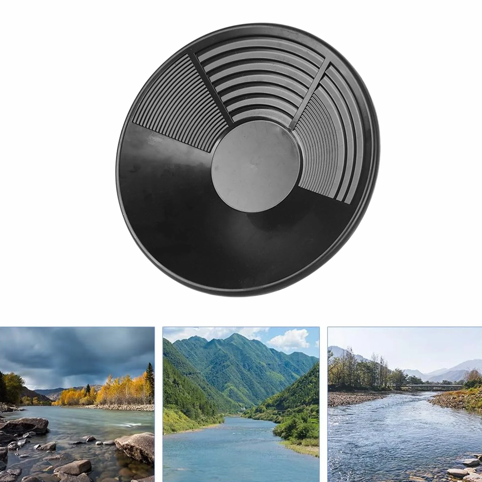 Kit D'orpaillage 5 Pièces Tamisage Manuel Casserole Minière En Plastique Noir Prospection D'or