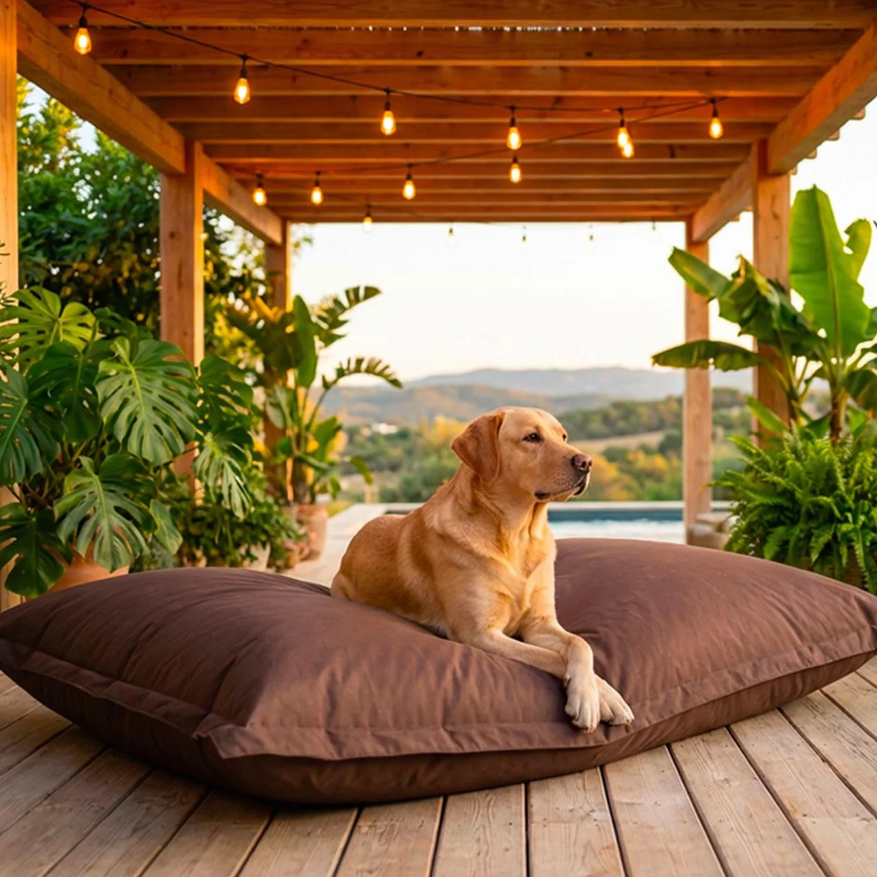 LIVEDECO - Pouf Extérieur, Outdoor, Jardin, Terrasse, Marron Chocolat BiG52 Iron RAW