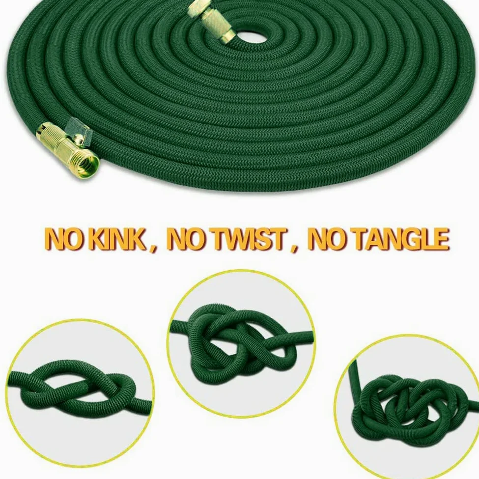 Tuyau d'arrosage extensible de 30 m / 45 m / 60 m - 3 tuyaux d'arrosage extensibles - Naturel - Triple couche - Léger - Ne s'emmêle pas - Avec un pistolet de pulvérisation d'eau professionnel en