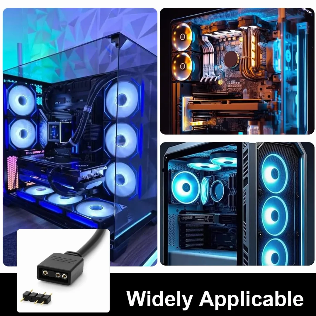 Câble répartiteur ARGB 3-Pin 5V 30 cm, Fan Splitter Cable en Y pour Connecteur RGB Carte Mère
