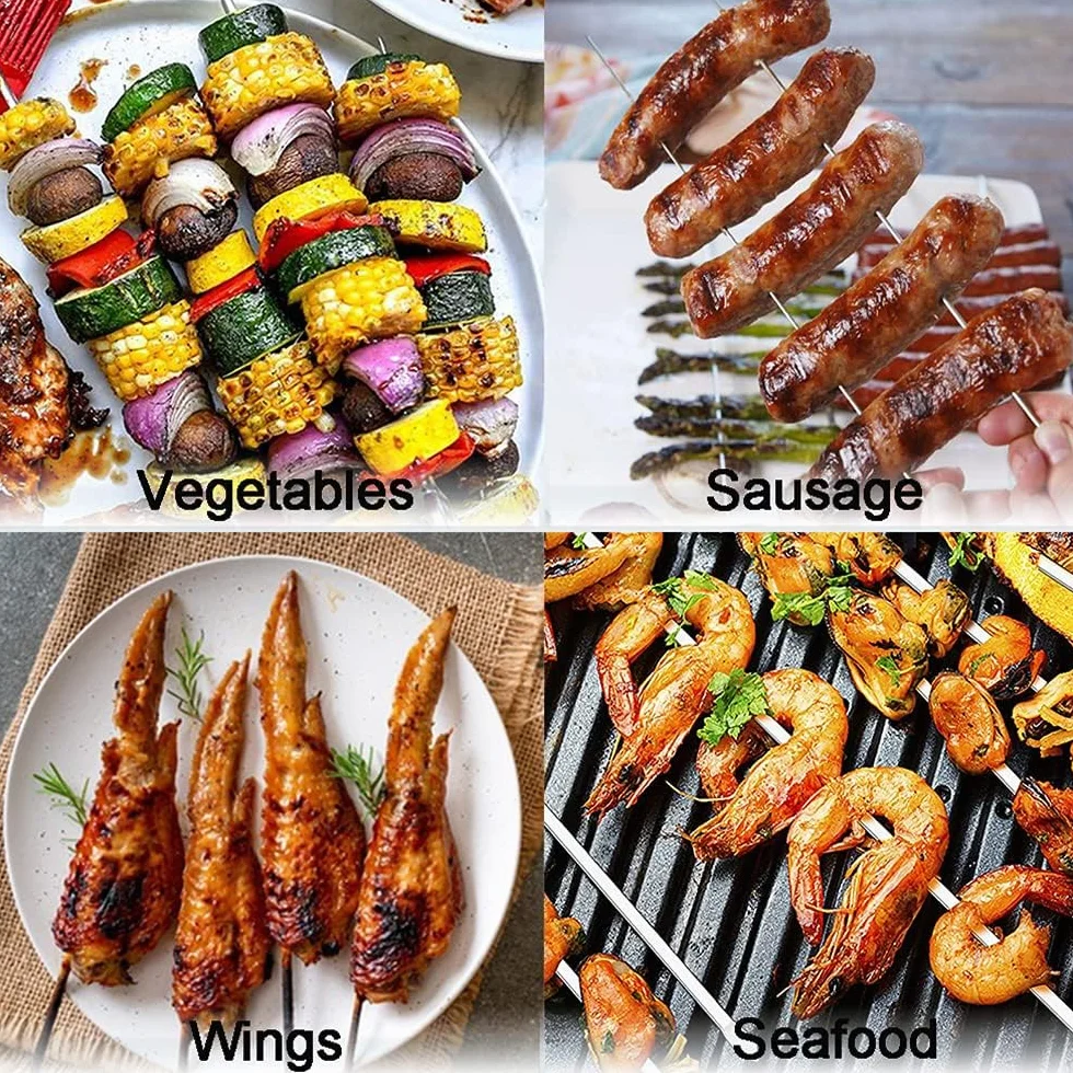 BetterJonny 40cm Brochettes de Barbecue en Acier Inoxydable, Lot de 24 Pièces avec Organisateur