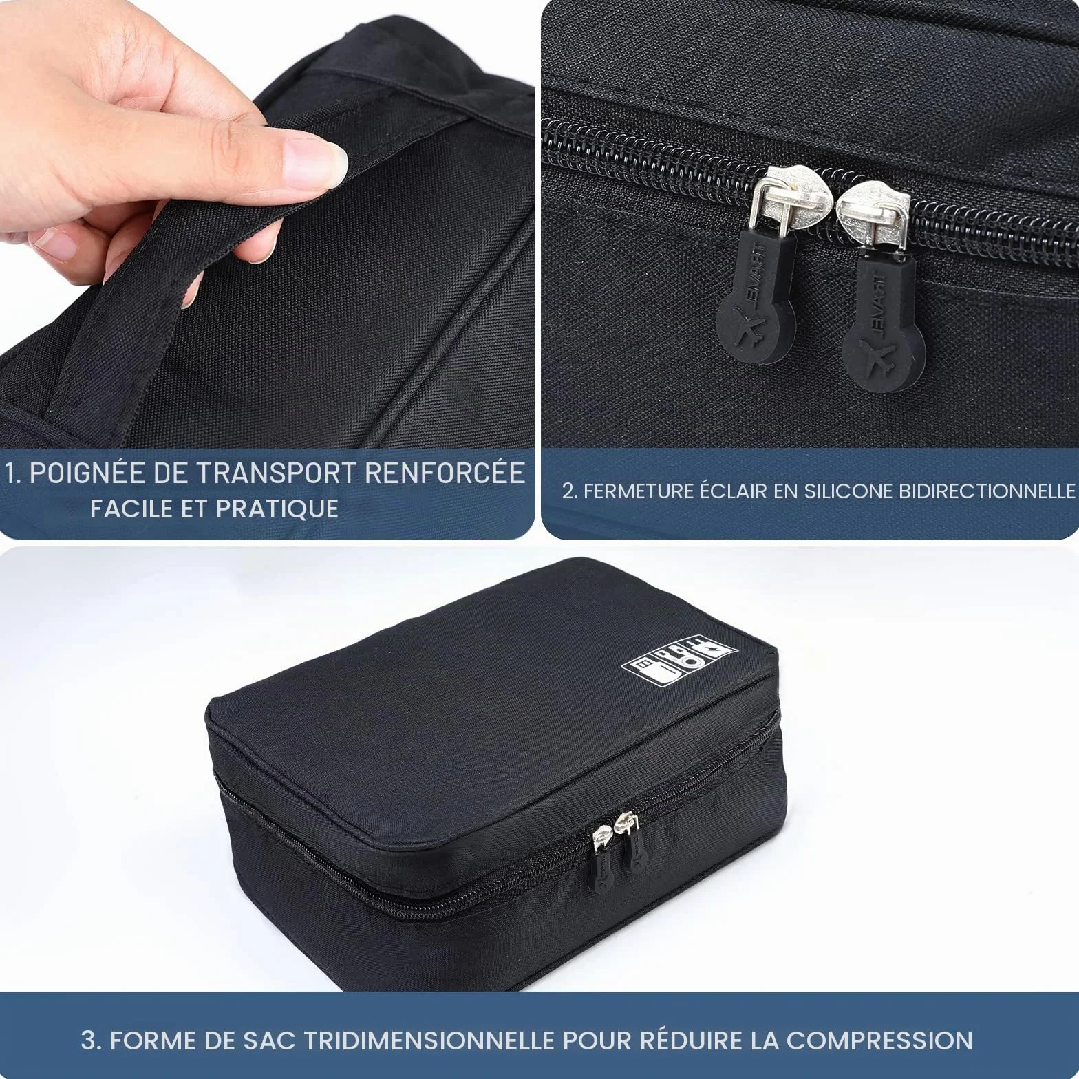 AiQInu Sac Câble Multifonctionnel Voyage Universel Électronique Cable Management pour Tablette Disque Dur Externe Chargeur Adaptateurs