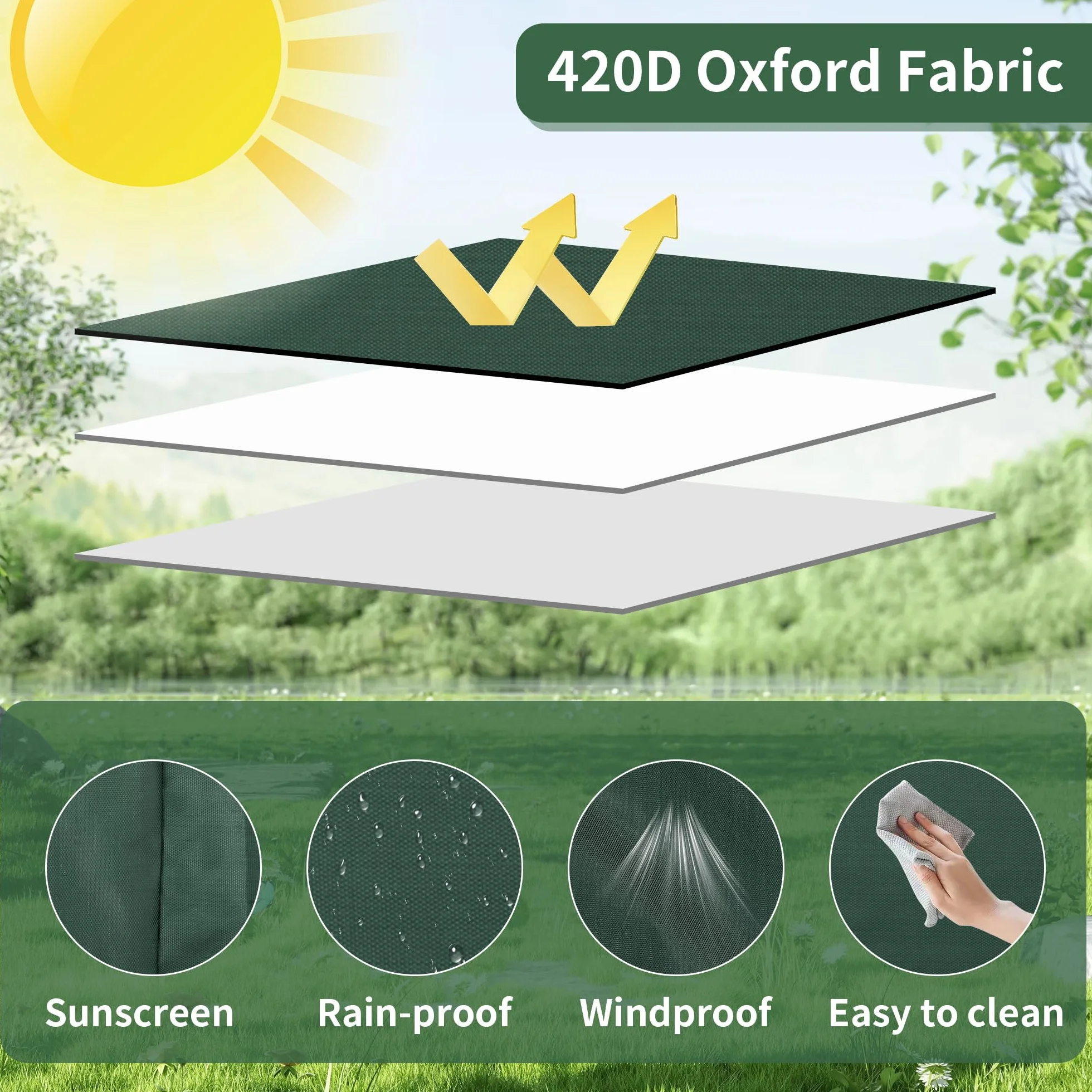 Bâche pour Cuve IBC 1000L Housse Protection Anti-UV Anti-Poussière Fermeture Éclair Vert 116x100x120 cm