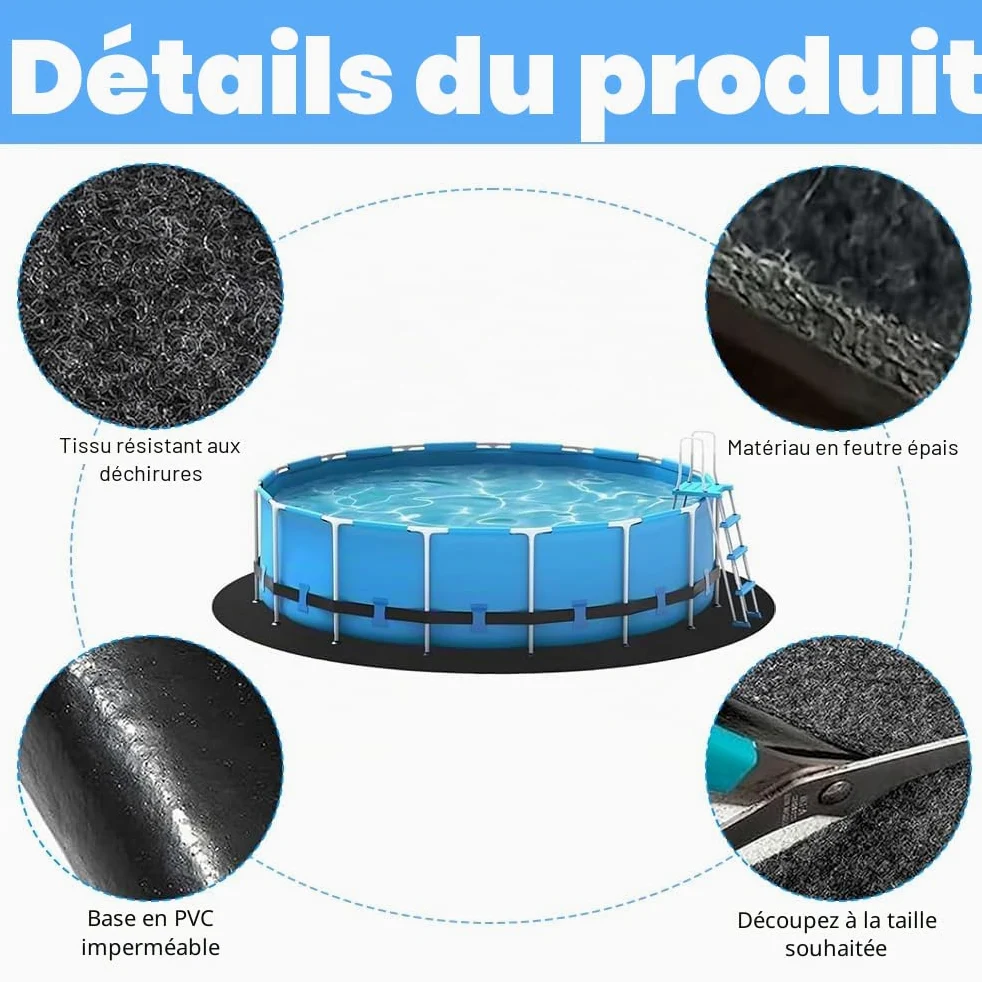 Tapis De Sol De Piscine, 305 cm Tapis de Sol Piscine Ronde, Rond Tapis Piscine Hors Sol, Pliable Tapis de Sol pour Piscine Ronde,Tapis Piscine AntidéRapant et Ultra Absorbante, für Frame Pools