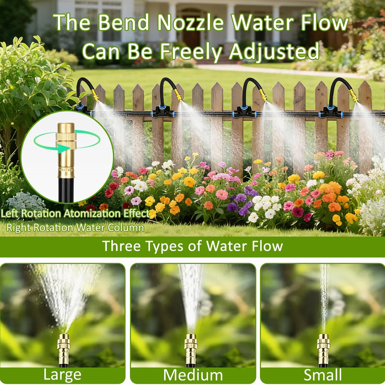 Kit de système d'irrigation goutte à goutte de 35 m, kit d'arrosage réglable à 360° (35 m) | Système d'arrosage automatique pliable pour jardin, buse d'arrosage en cuivre, système d'atomisation, accessoires de serre