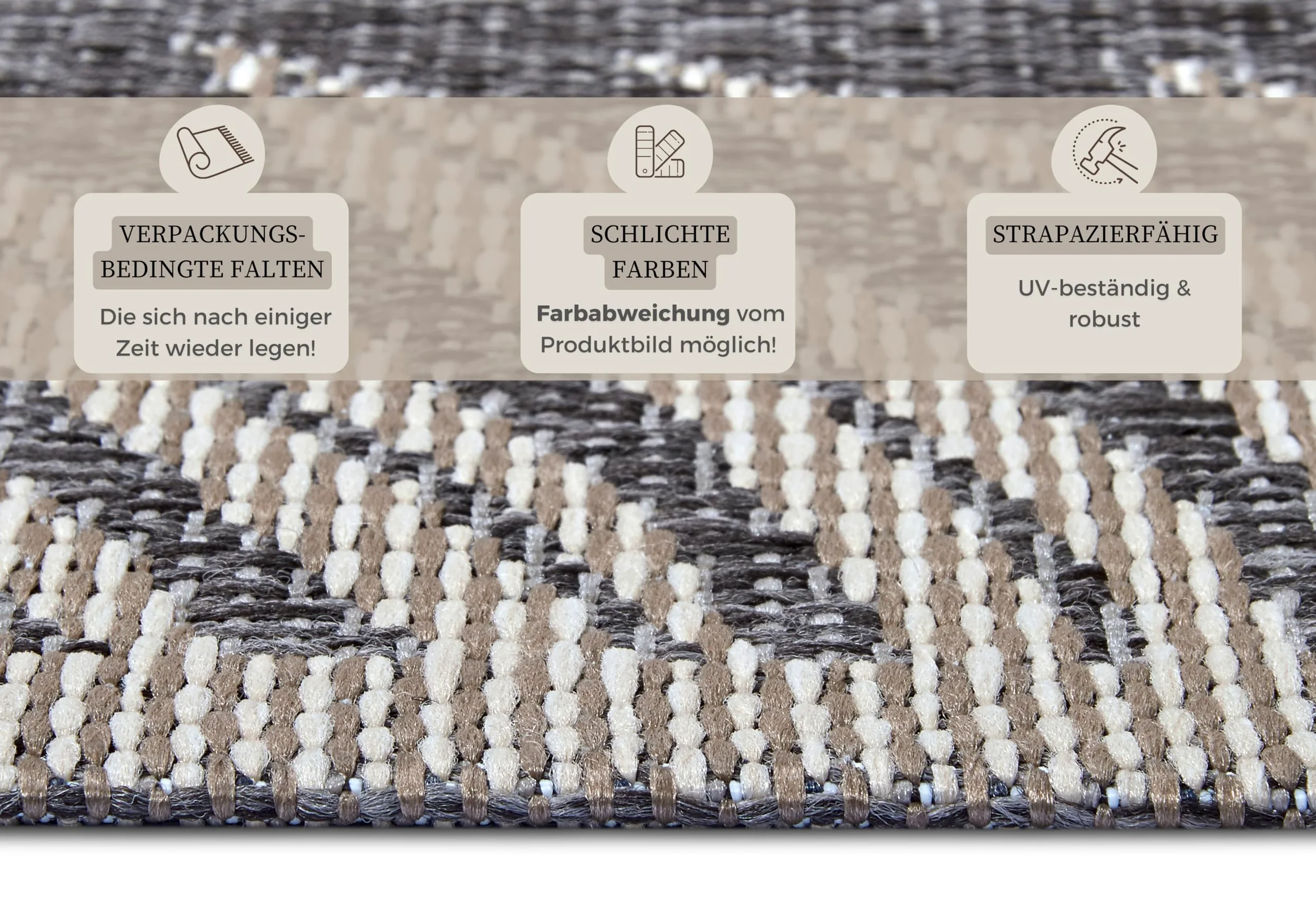 Hanse Home Paru Tapis d'extérieur résistant aux intempéries - Motif Palmiers Moderne - Design Floral - Imperméable et Robuste - Tissage Plat - pour Jardin, Balcon, terrasse, Salon - Gris crème, 155 x