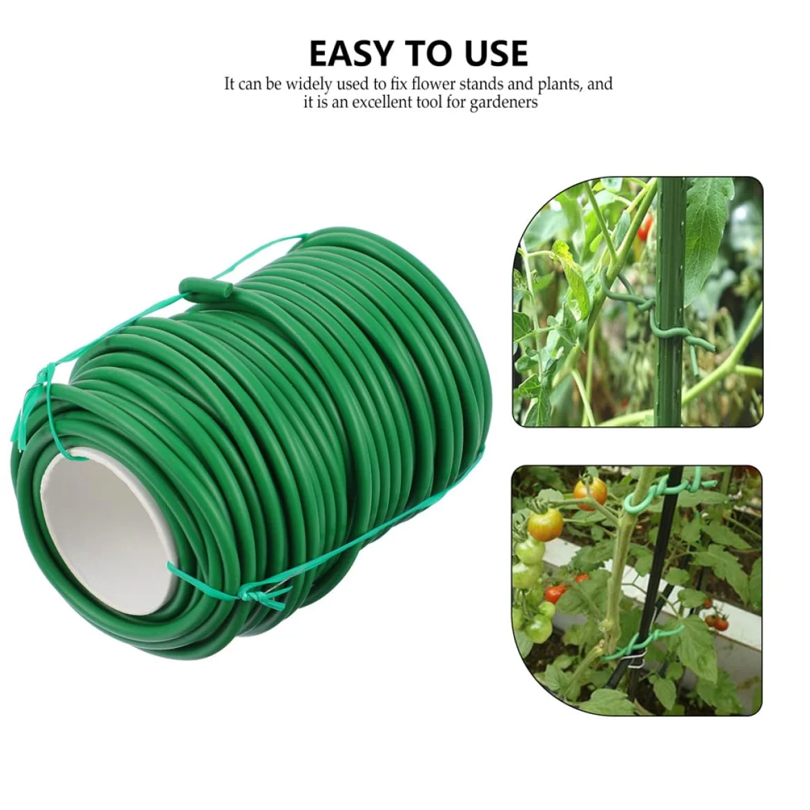 DOITOOL 2 Rouleaux de Liens de Jardinage Verts en TPR pour Fixation Sécurisée des Fleurs Plantes Grimpantes, Outil Pratique pour Attacher Branches et Vignes Jardin